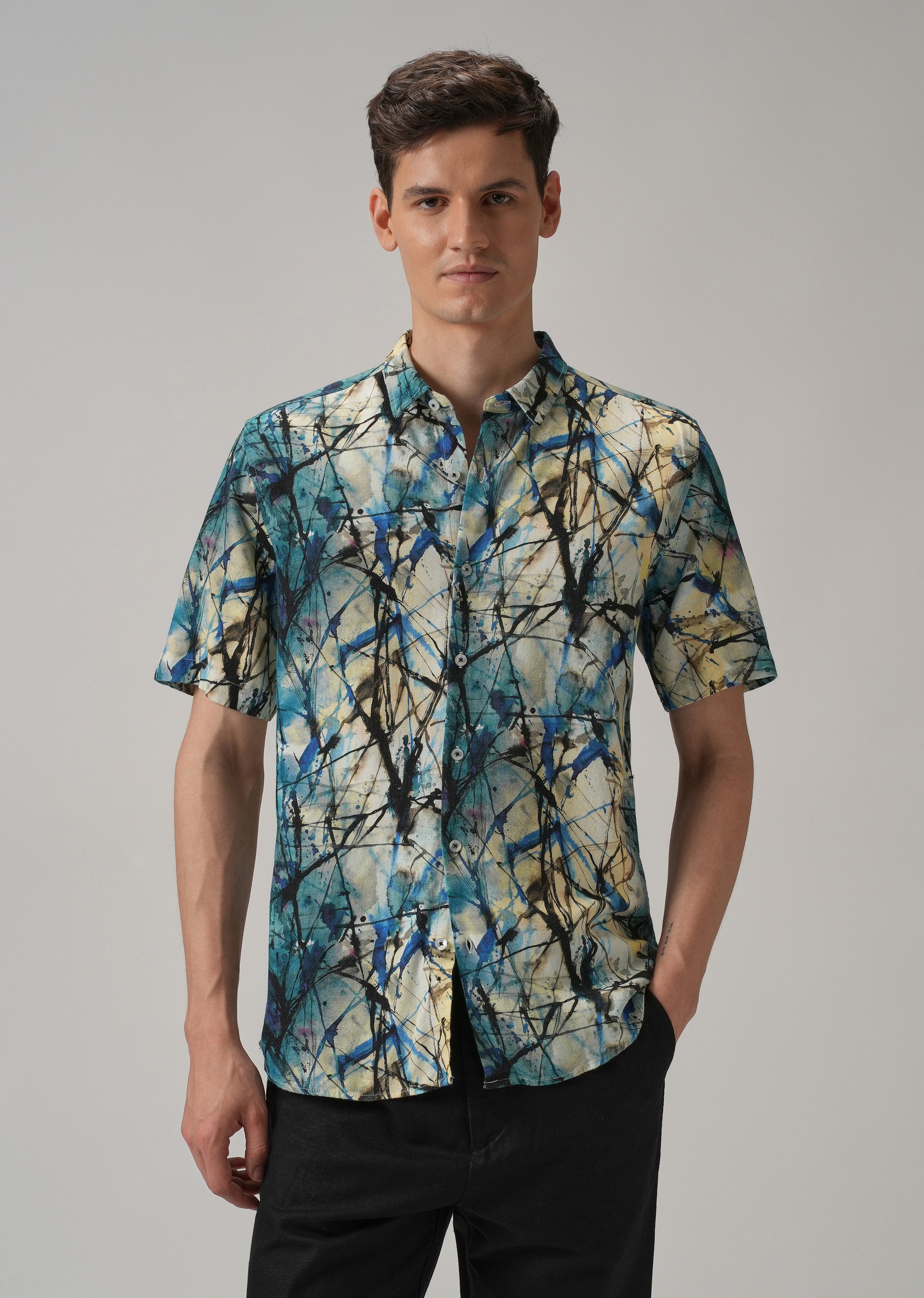 Spatter Blue Half Sleeve shirt