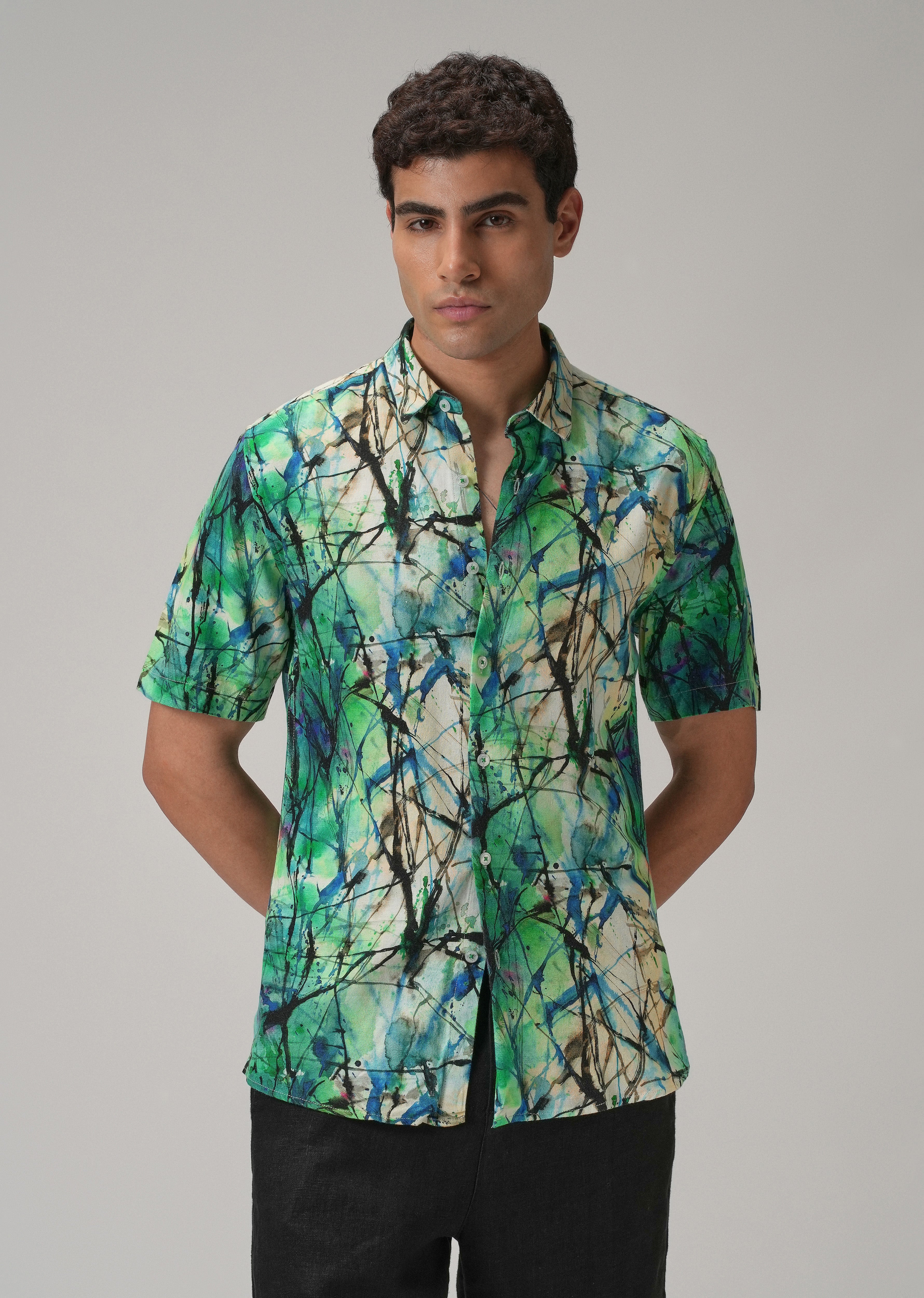 Spatter Green Half Sleeve shirt