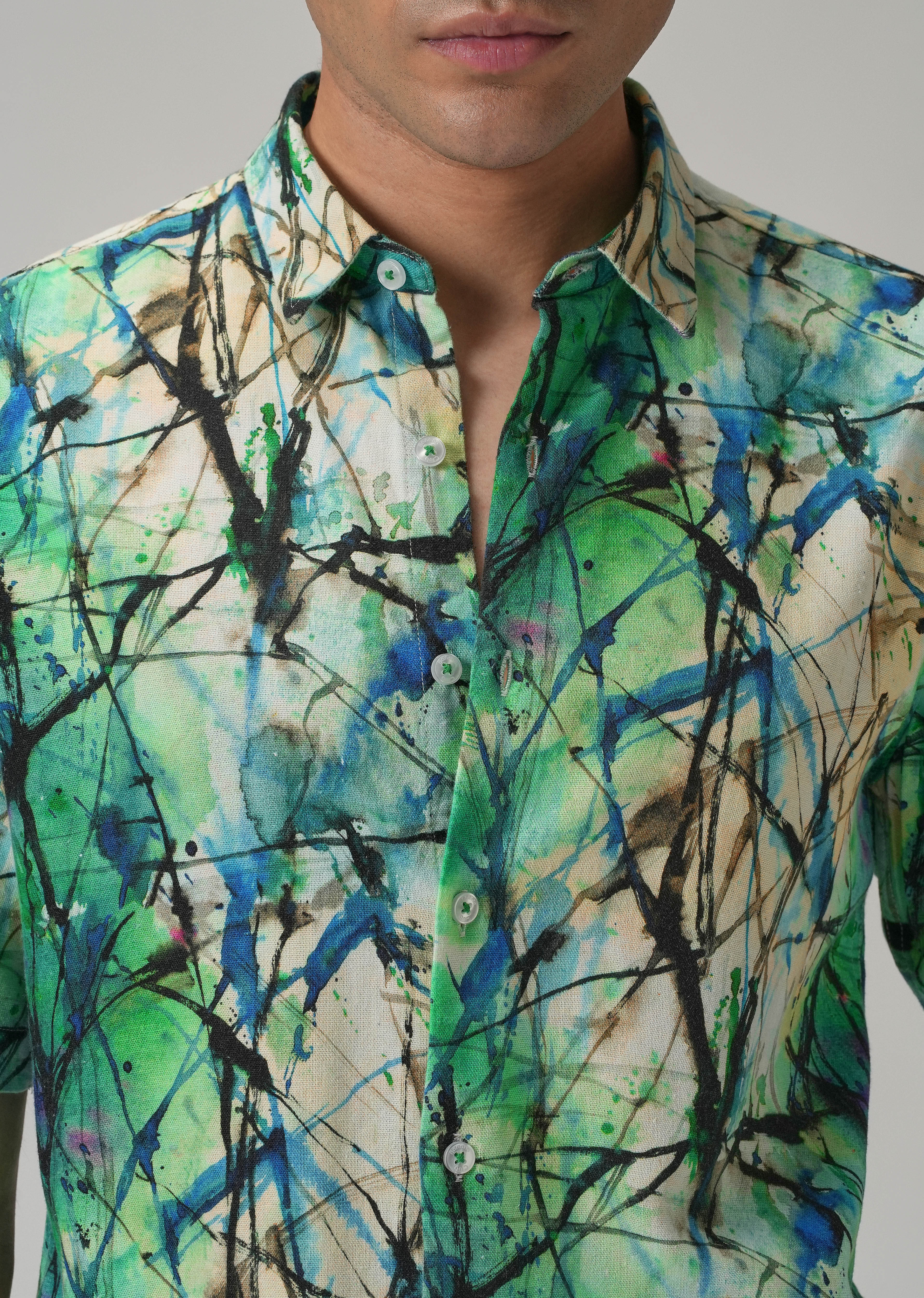 Spatter Green Half Sleeve shirt
