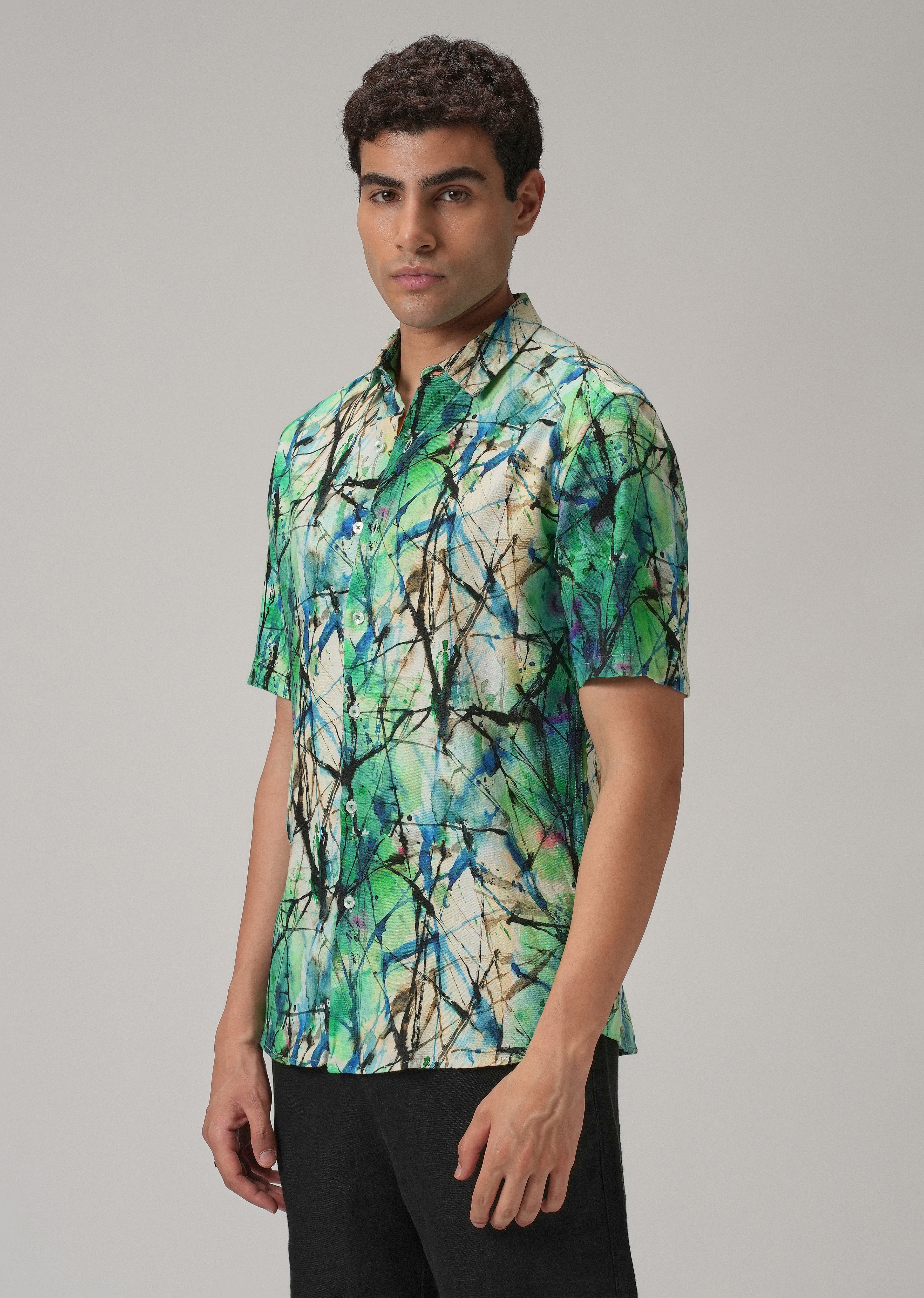 Spatter Green Half Sleeve shirt