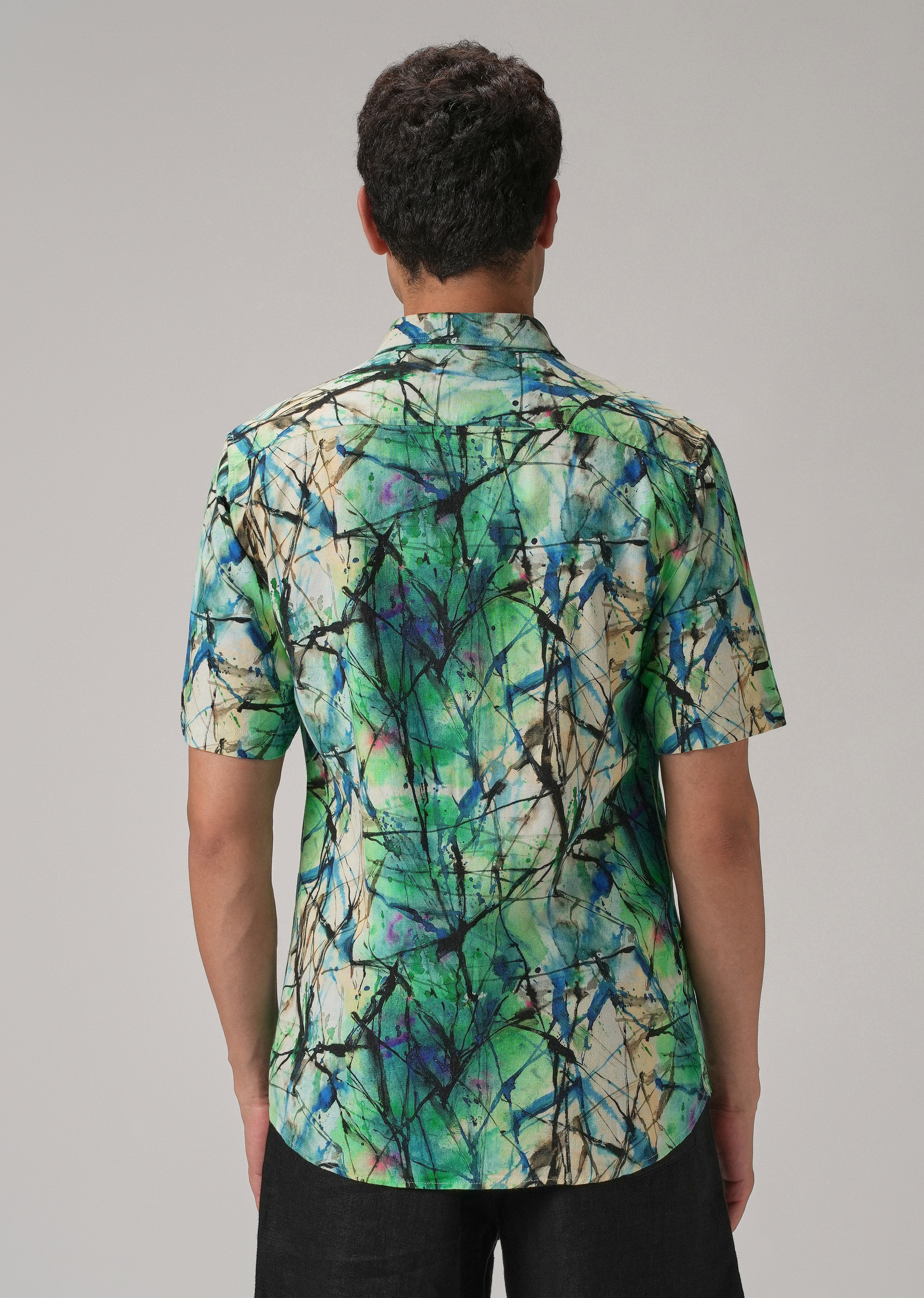 Spatter Green Half Sleeve shirt