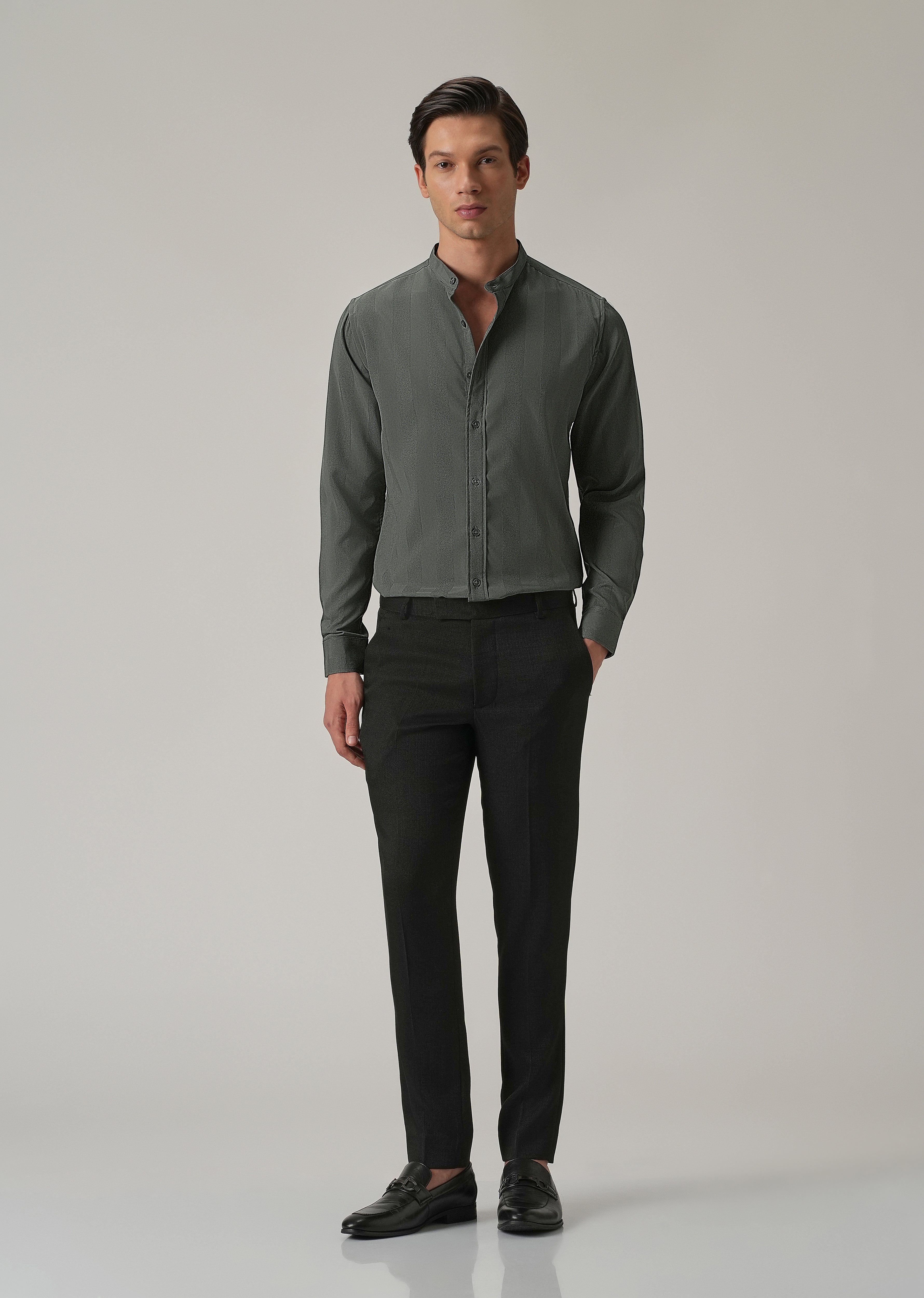 Stealth Grey Plain Shein Patterned Shirt