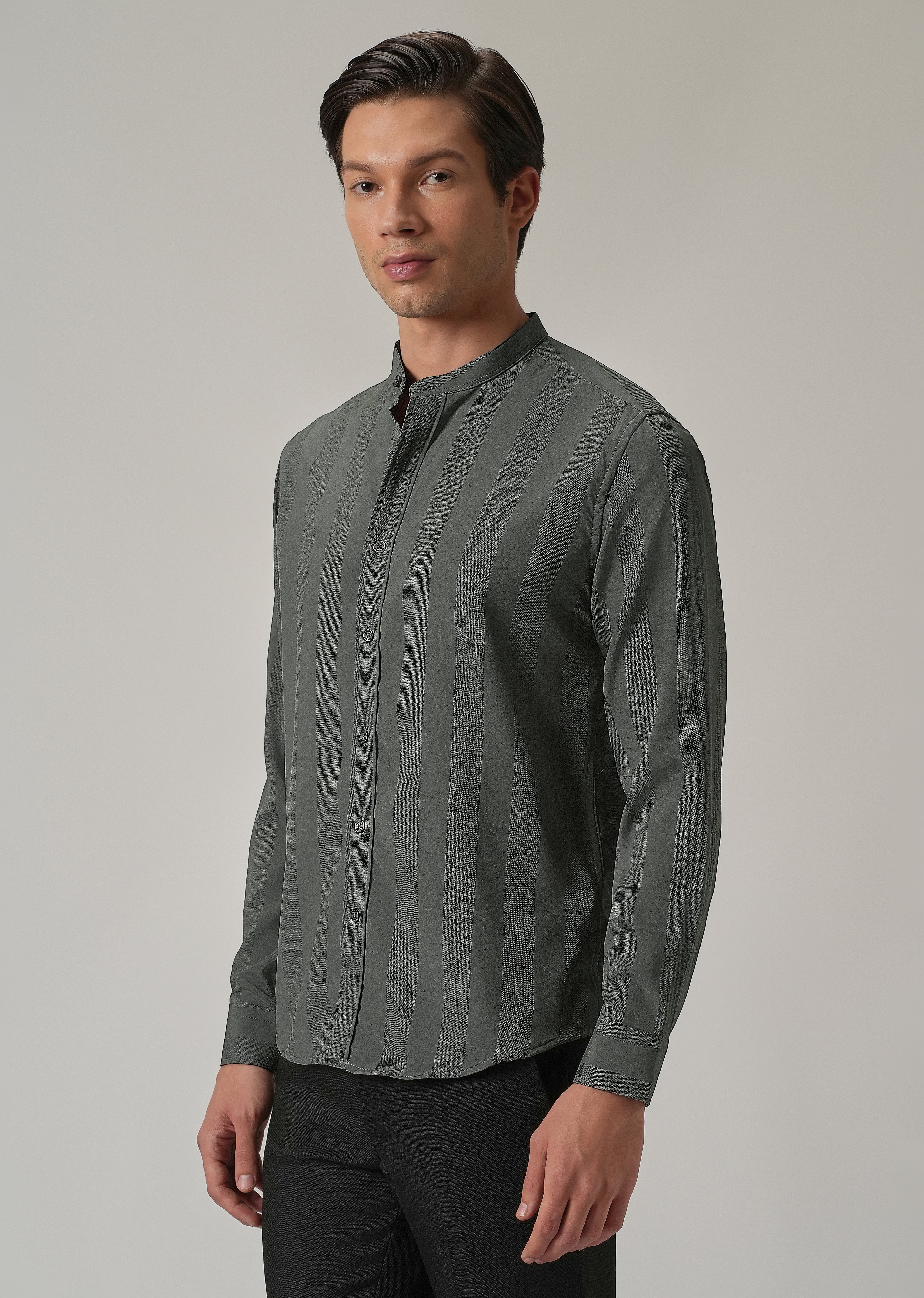 Stealth Grey Plain Shein Patterned Shirt