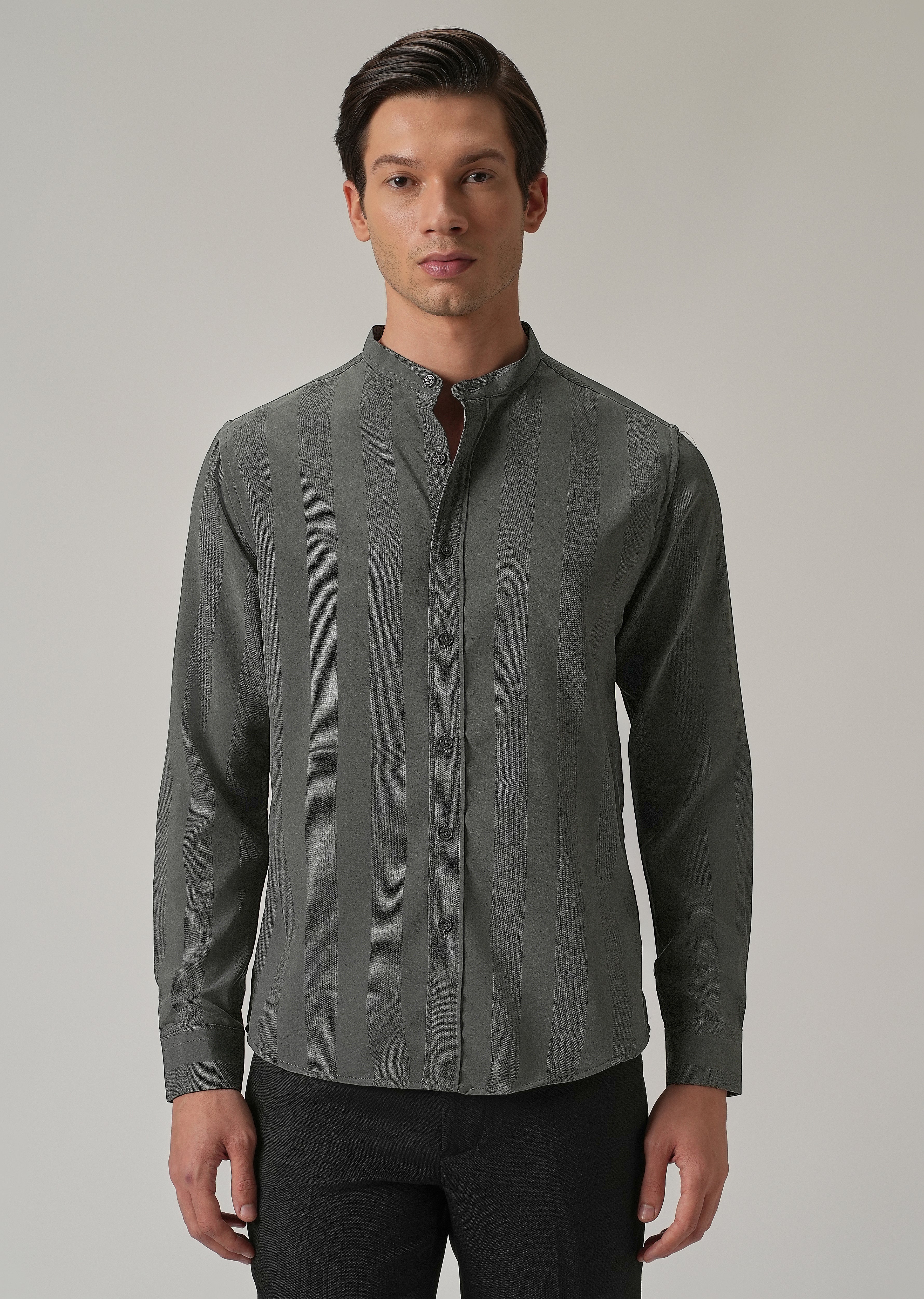Stealth Grey Plain Shein Patterned Shirt