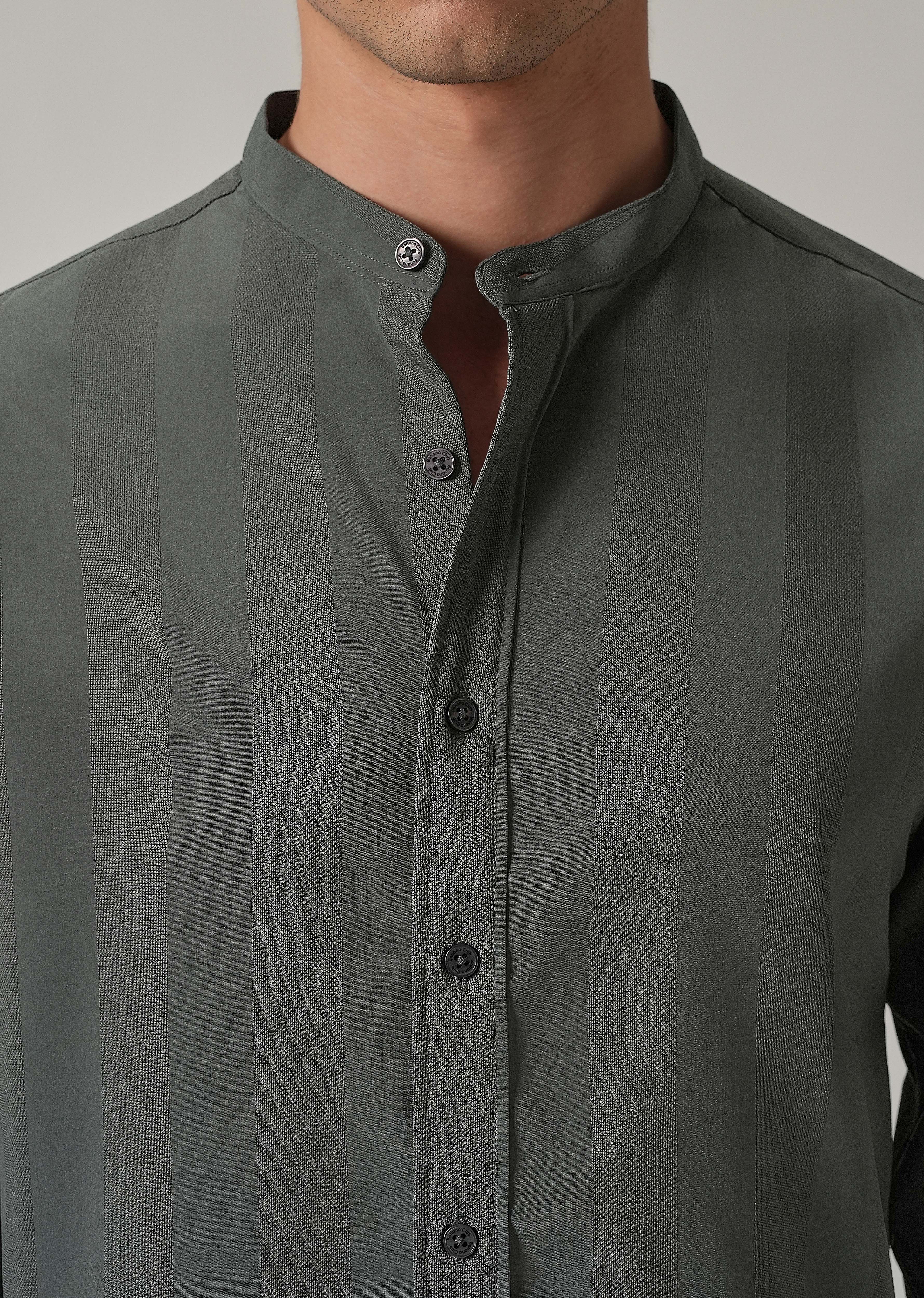 Stealth Grey Plain Shein Patterned Shirt