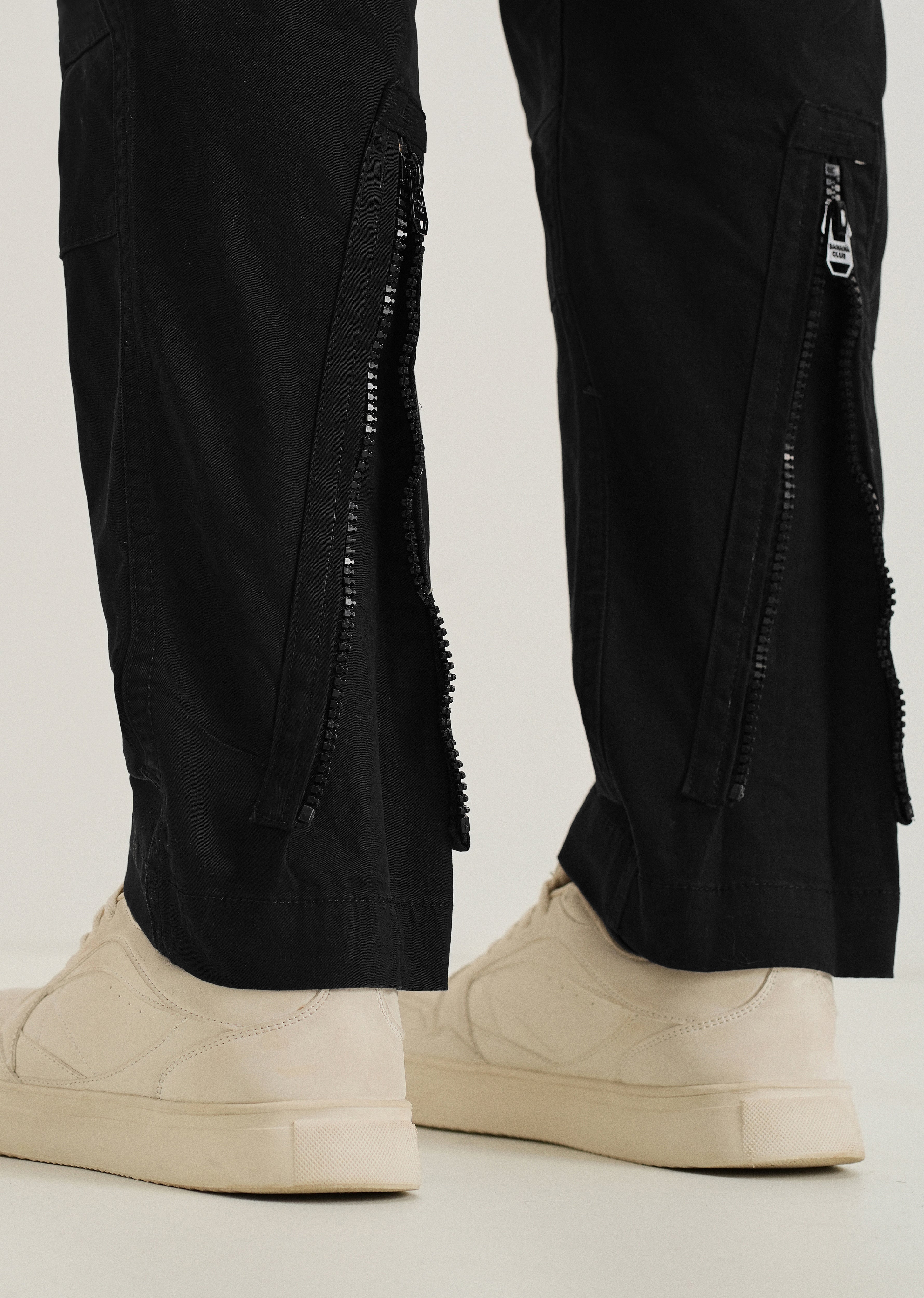 Steezy Black Zipper Cargo Pant