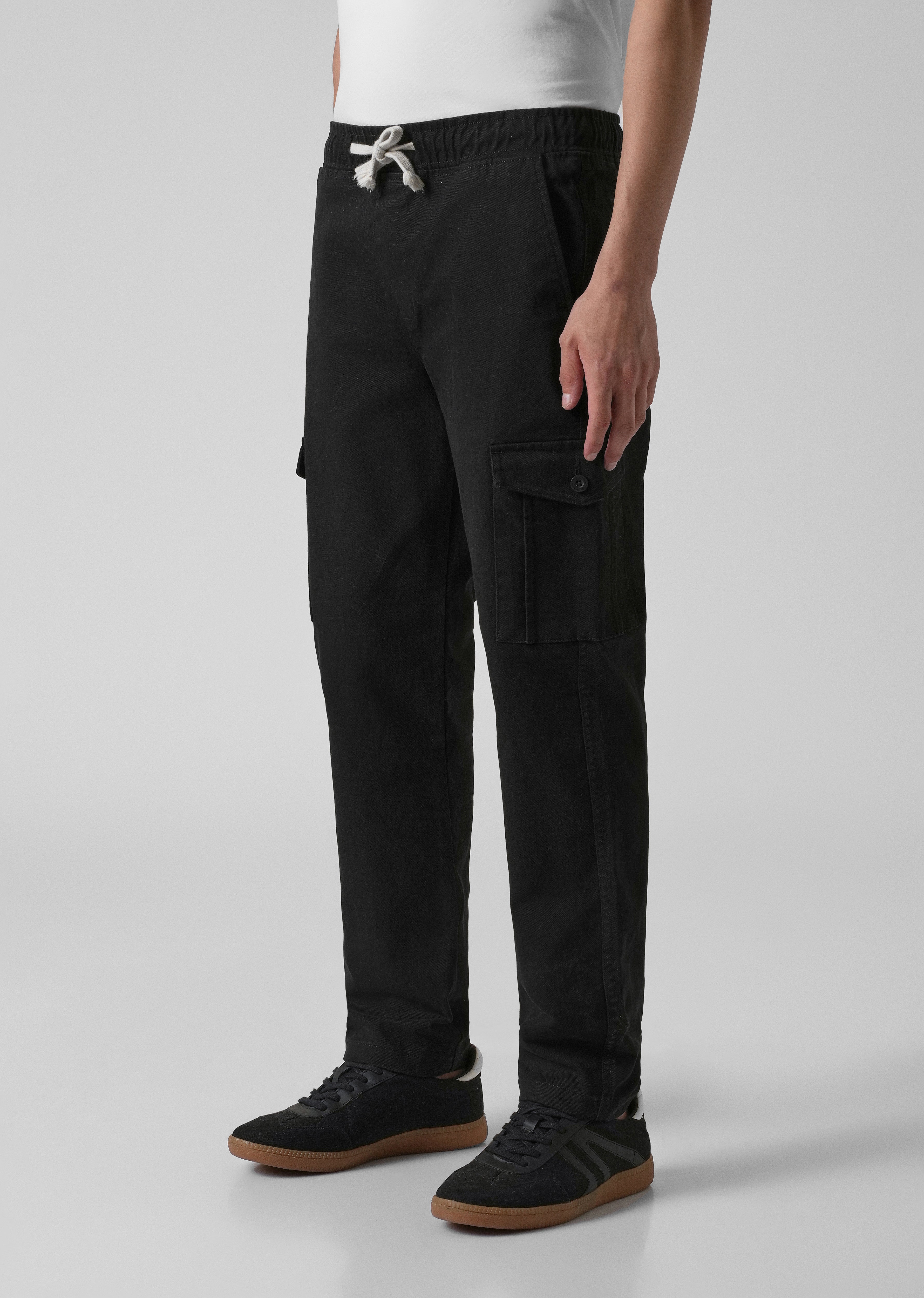 Stone Black Regular Fit Cargo Pant