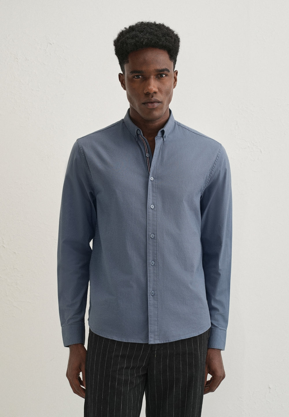 Stone Blue Contrast Placket Shirt
