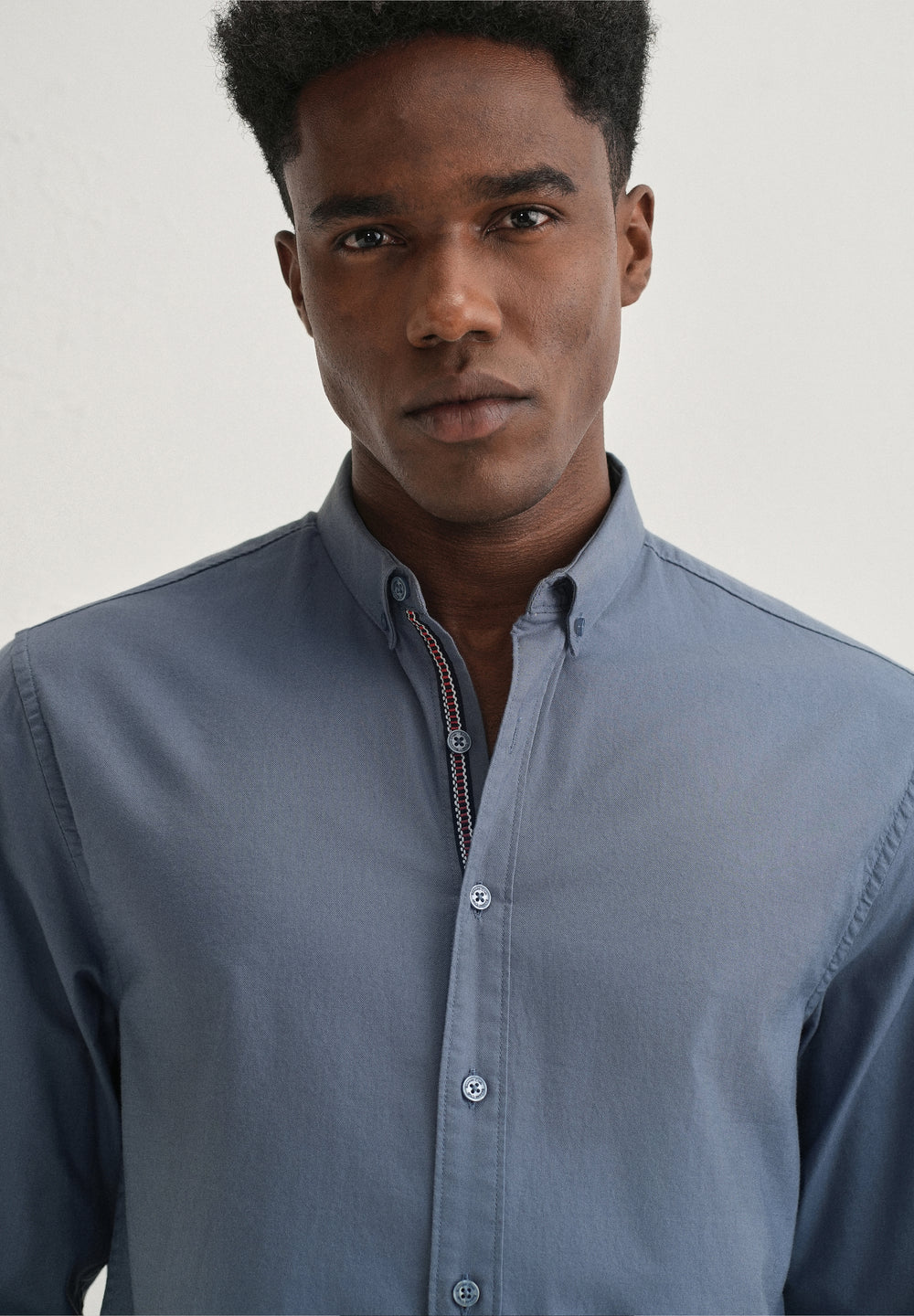 Stone Blue Contrast Placket Shirt