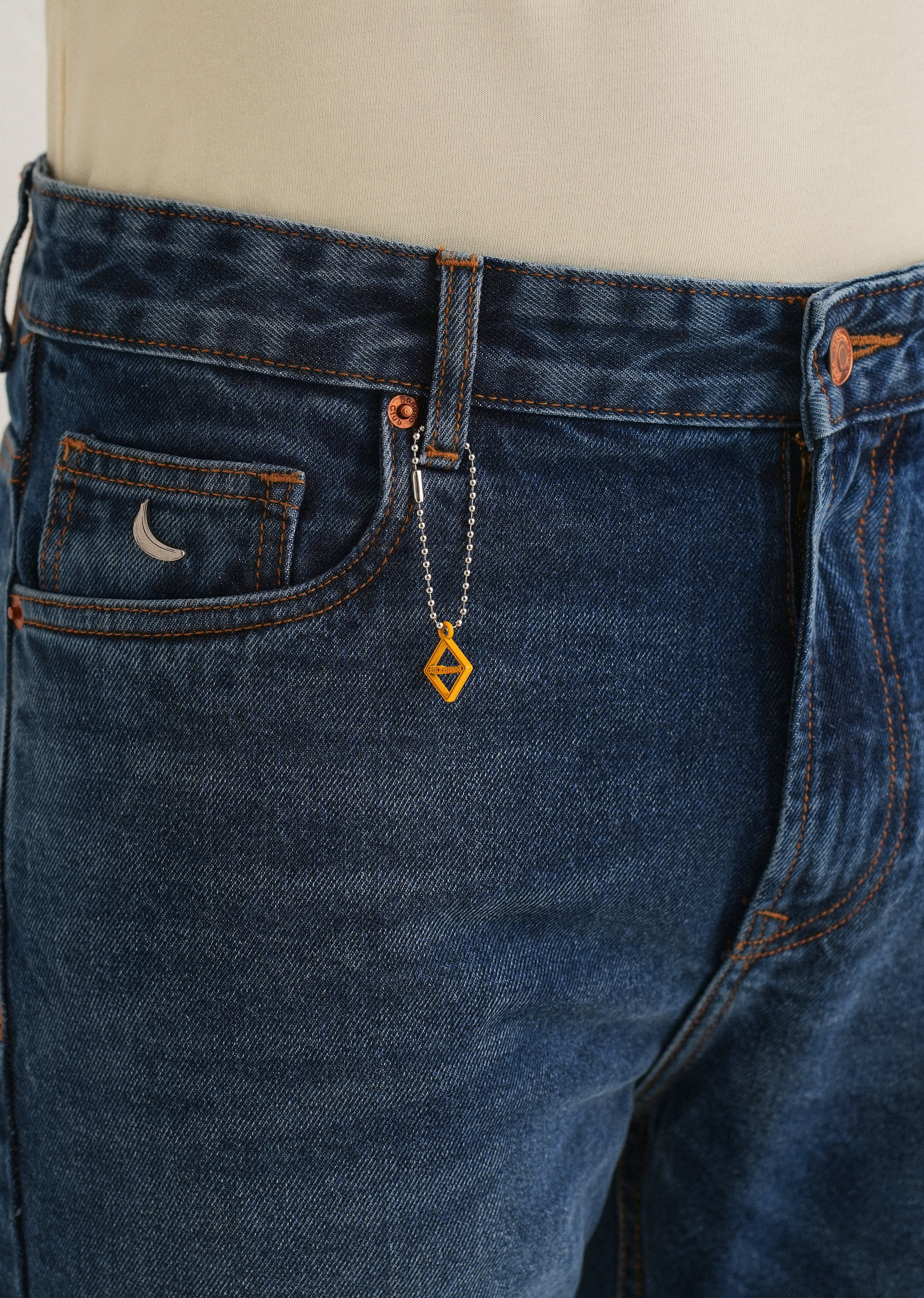 Stone Blue Distressed Straight Jeans