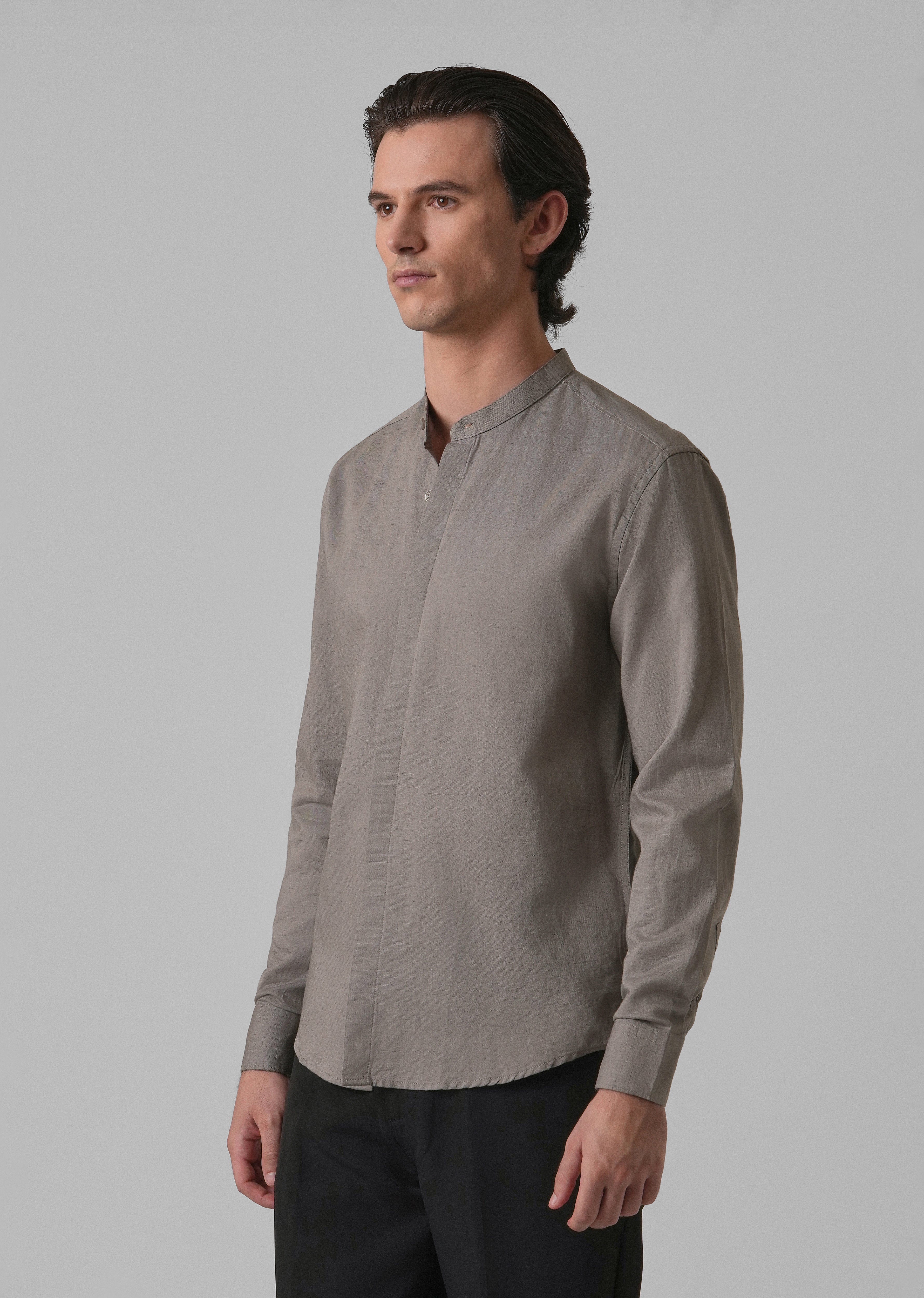 Stone Grey Cotton Linen Shirt