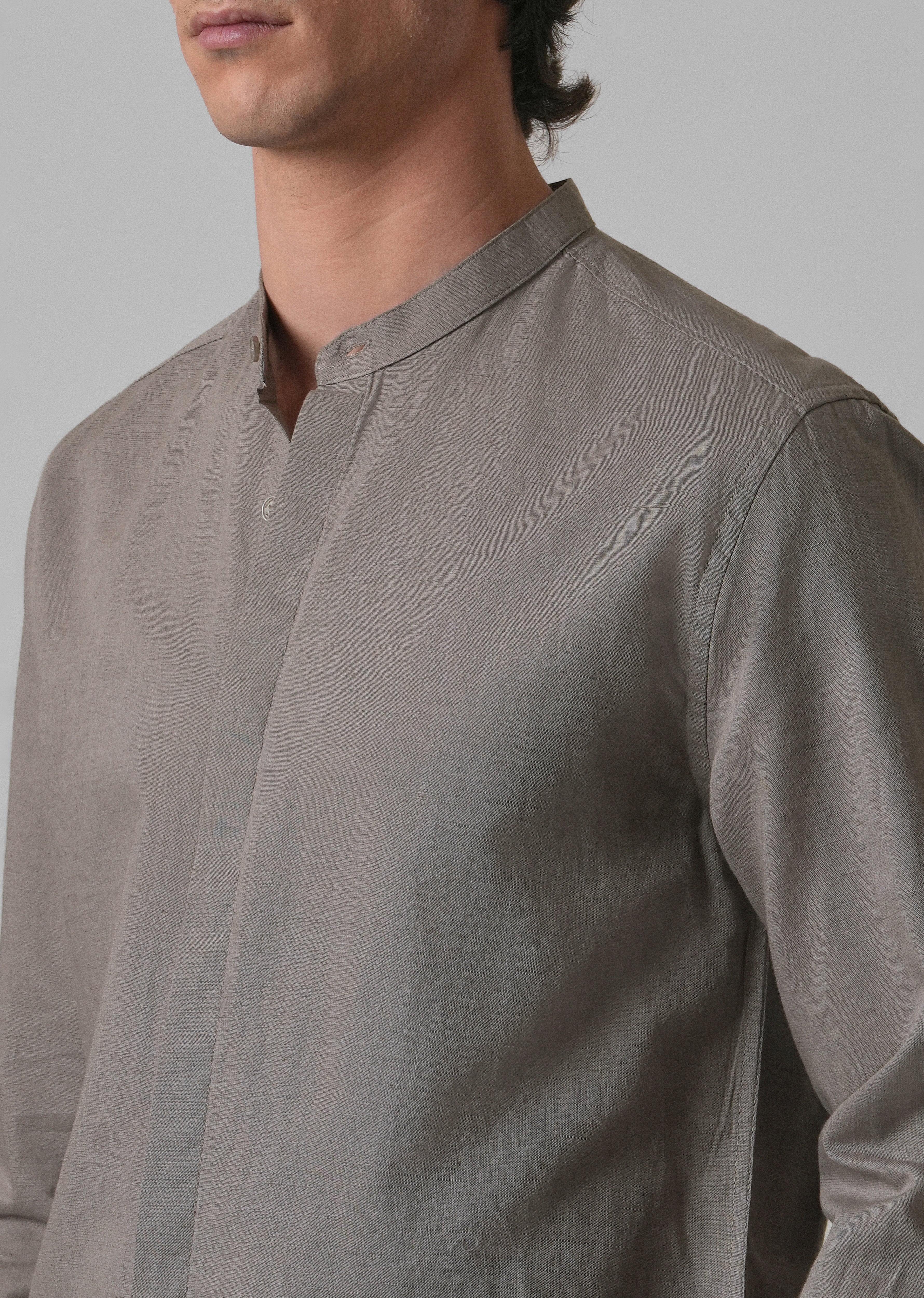 Stone Grey Cotton Linen Shirt