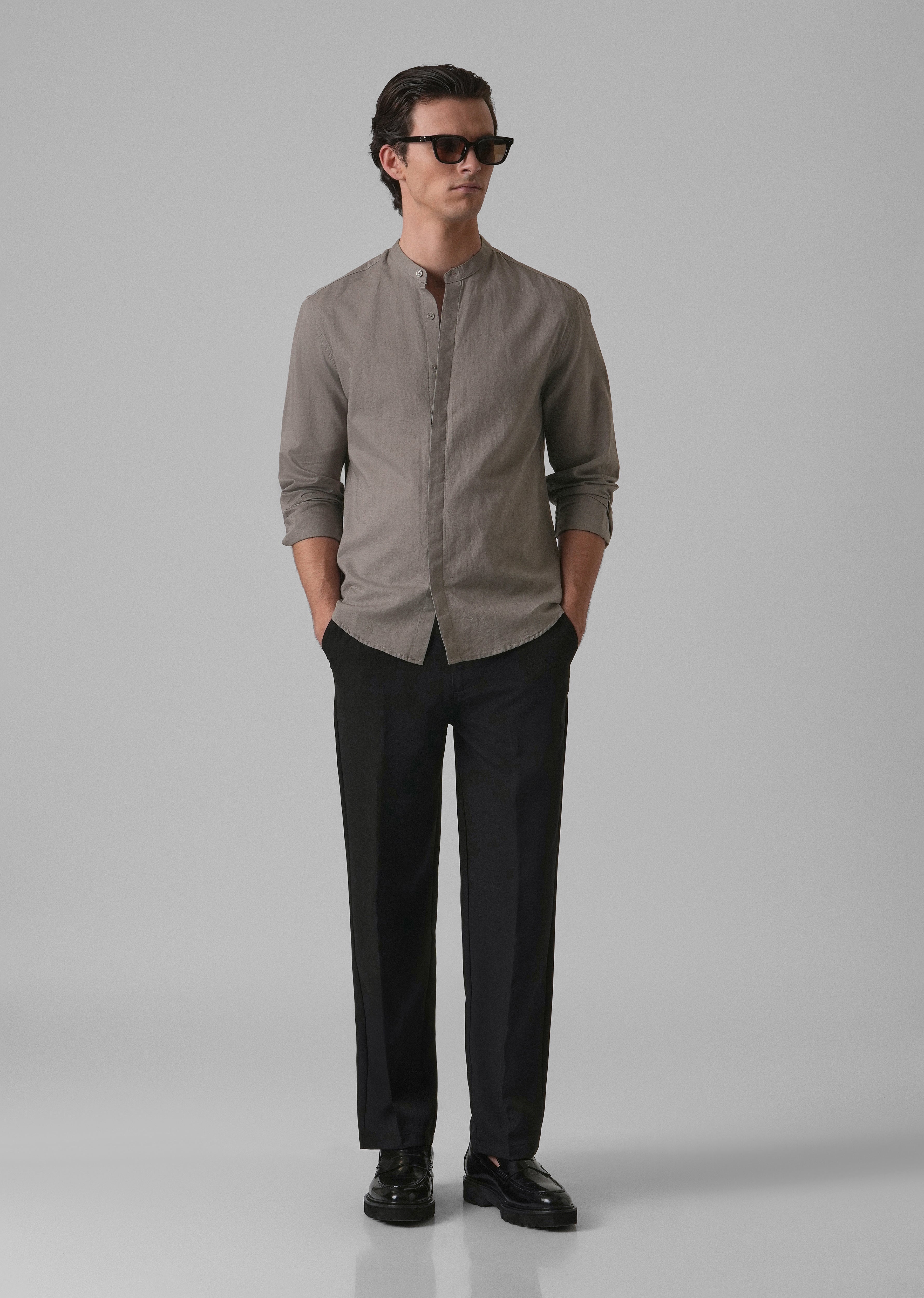 Stone Grey Cotton Linen Shirt