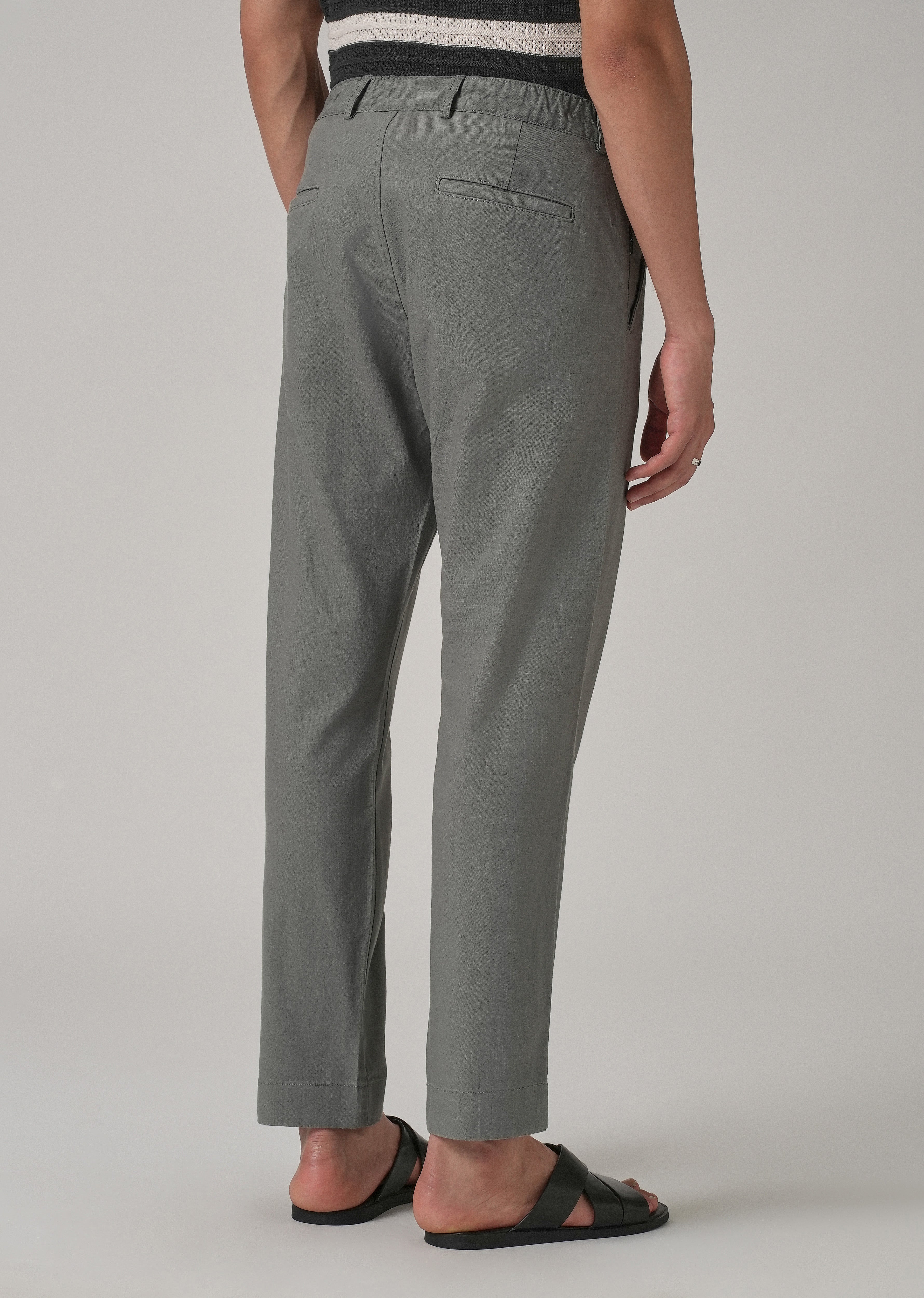 Stone Grey Cotton Trouser