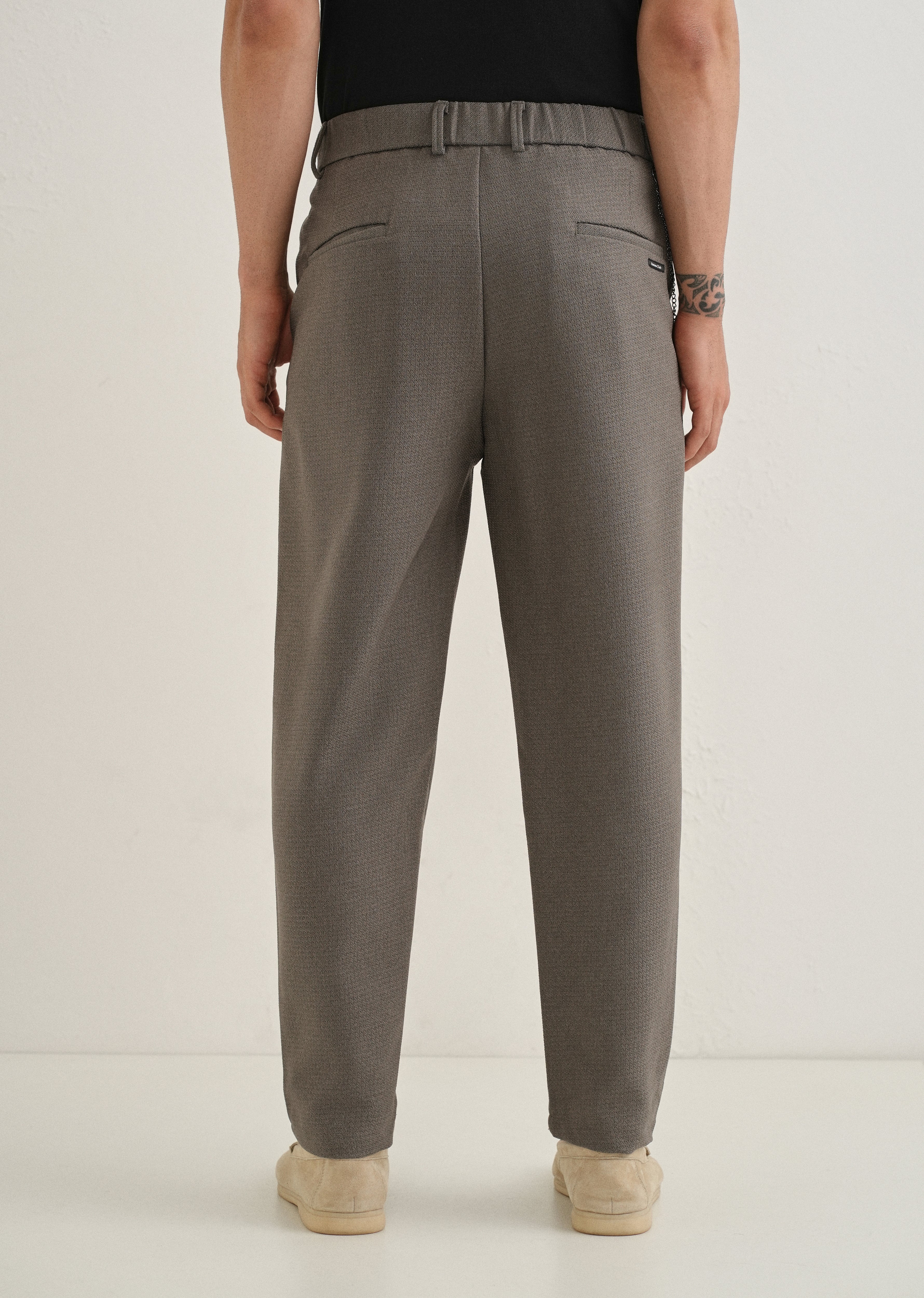 Stone Grey Textured Korean Pant