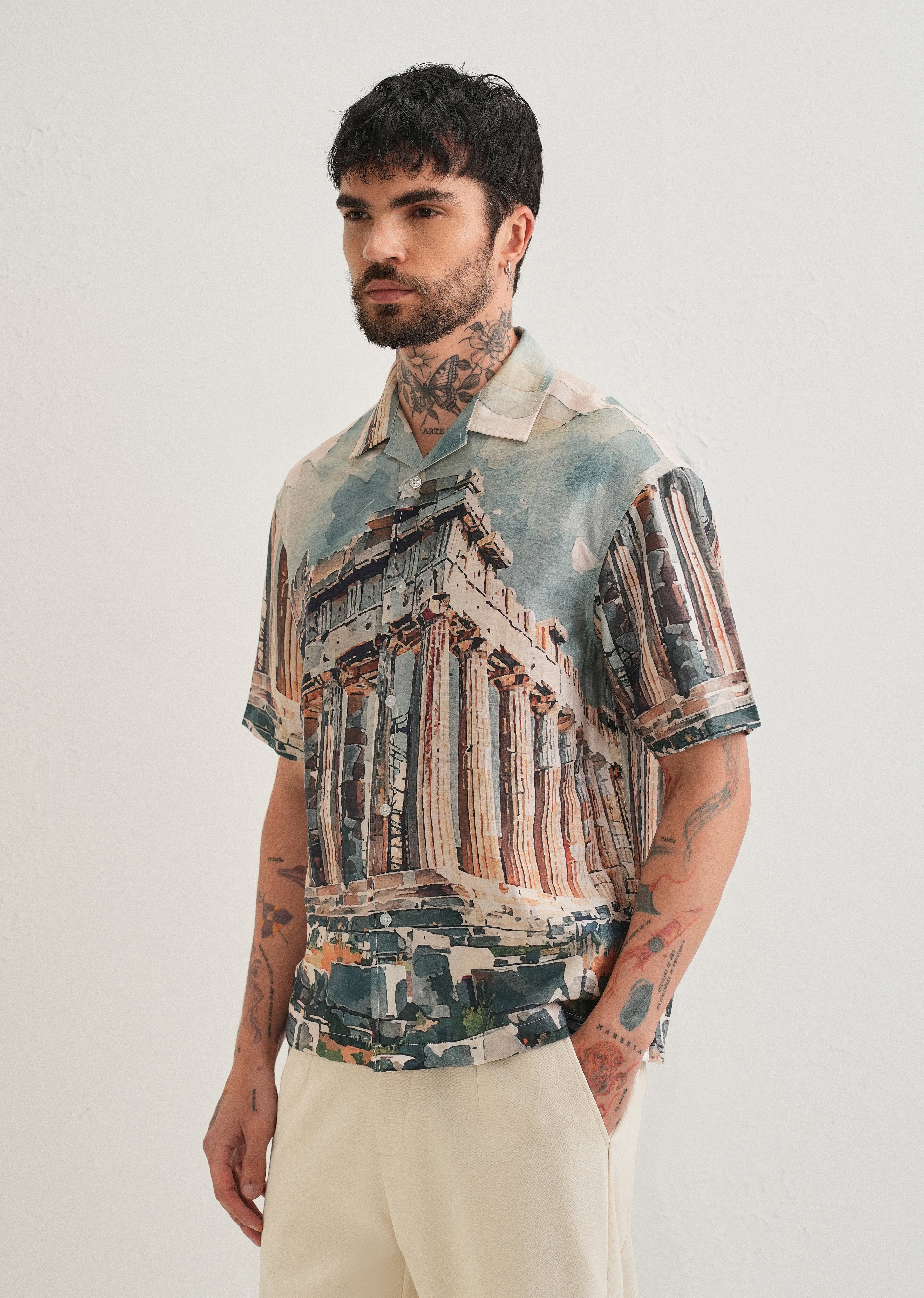 Stone Ruins Placement Print Shirt