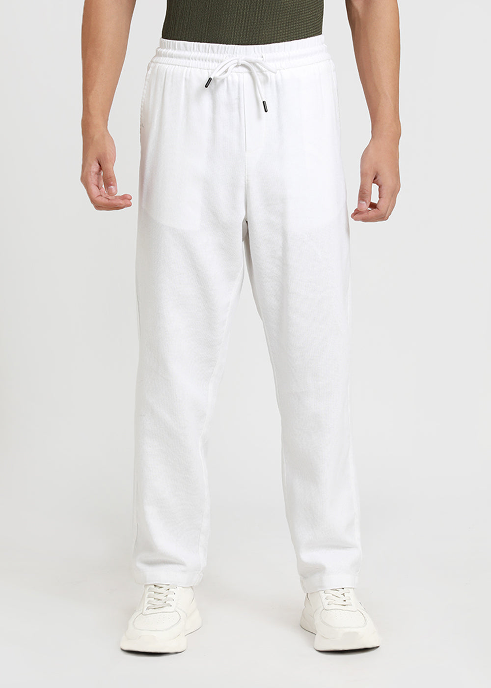Stone White Textured Pants