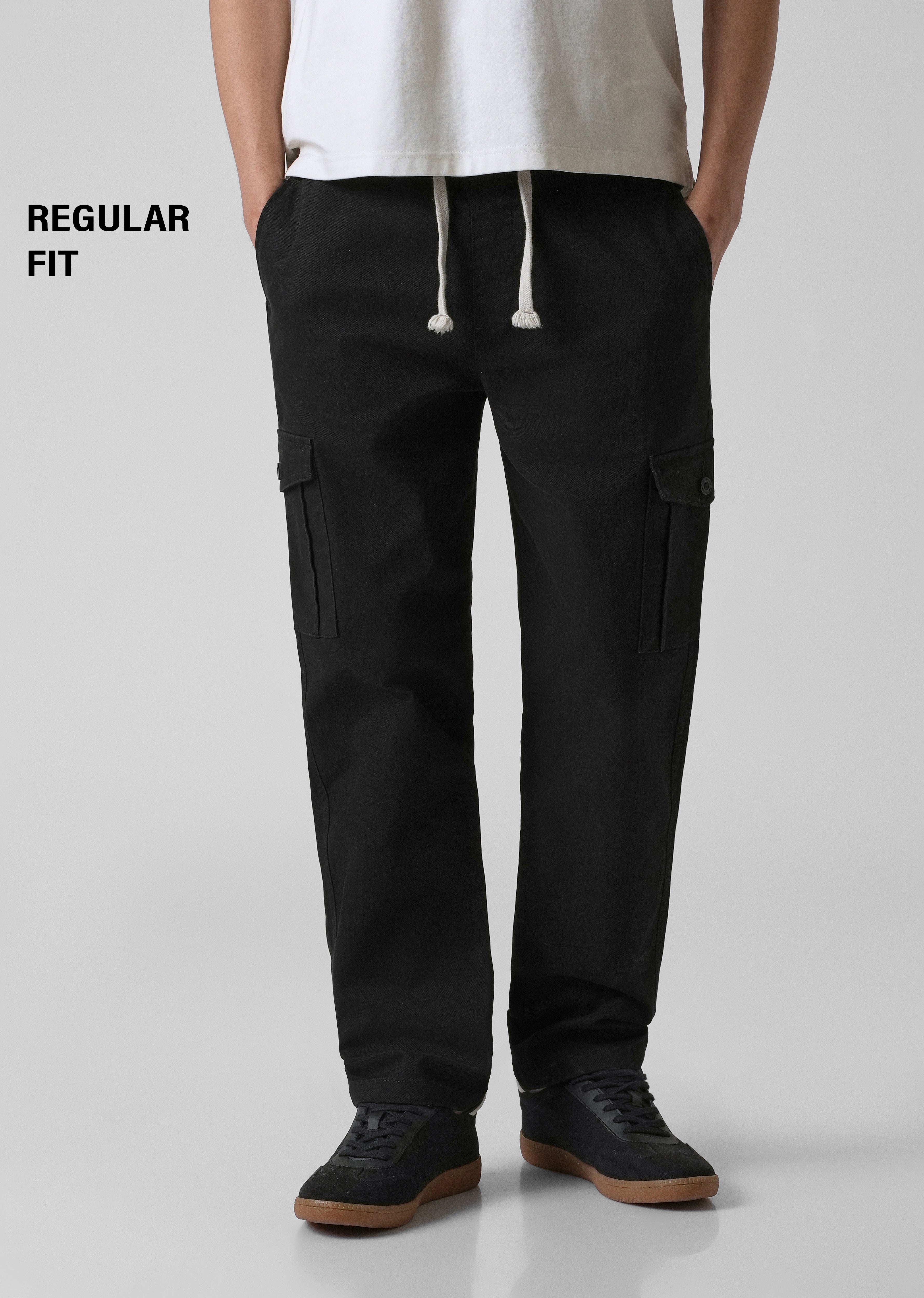 Stone Black Regular Fit Cargo Pant