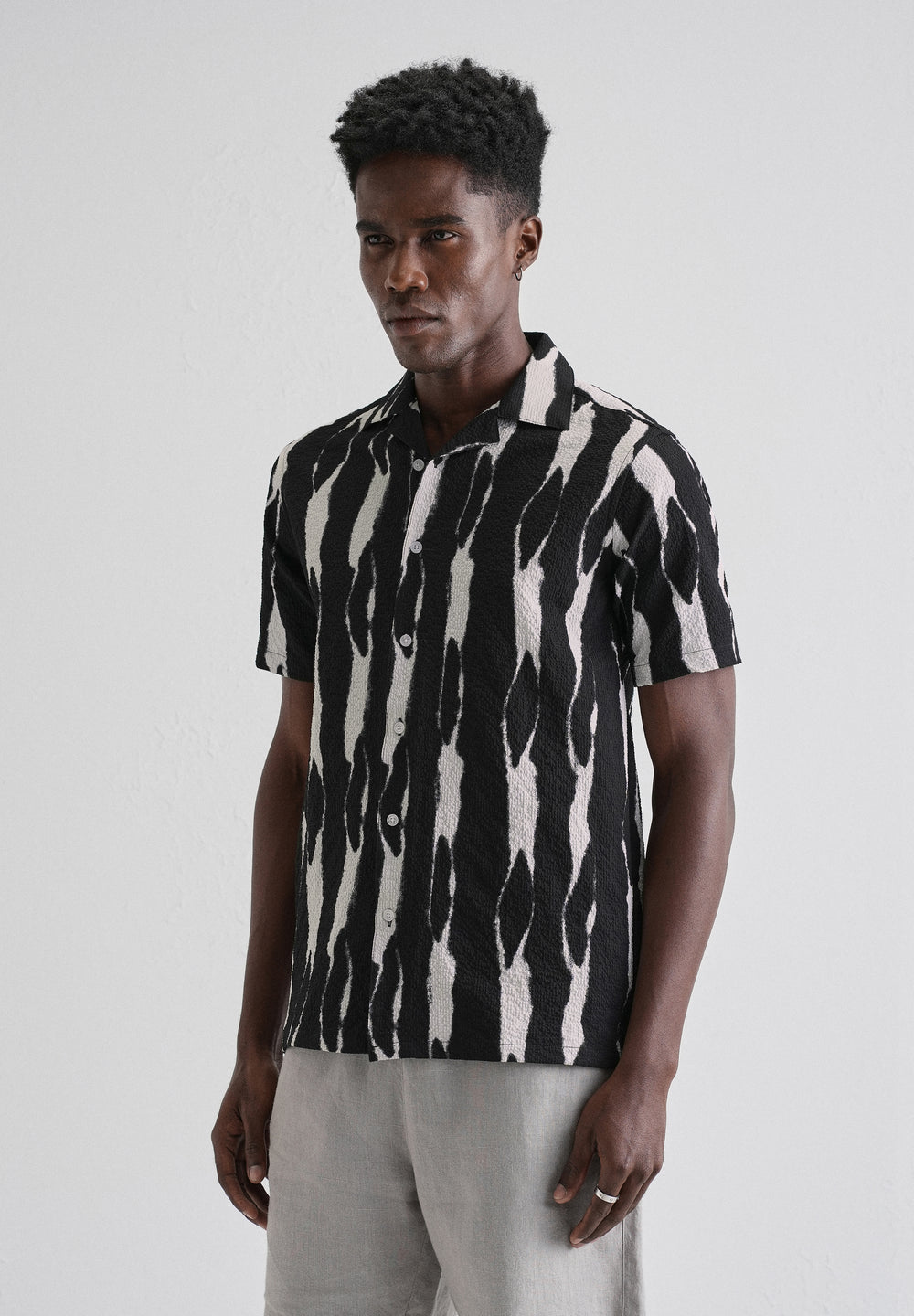 Streak Print Black Popcorn Shirt