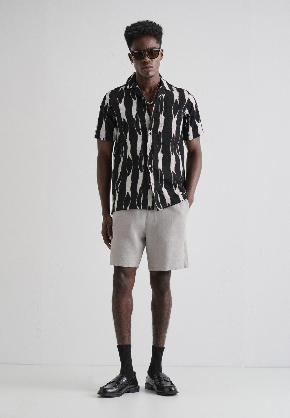 Streak Print Black Popcorn Shirt