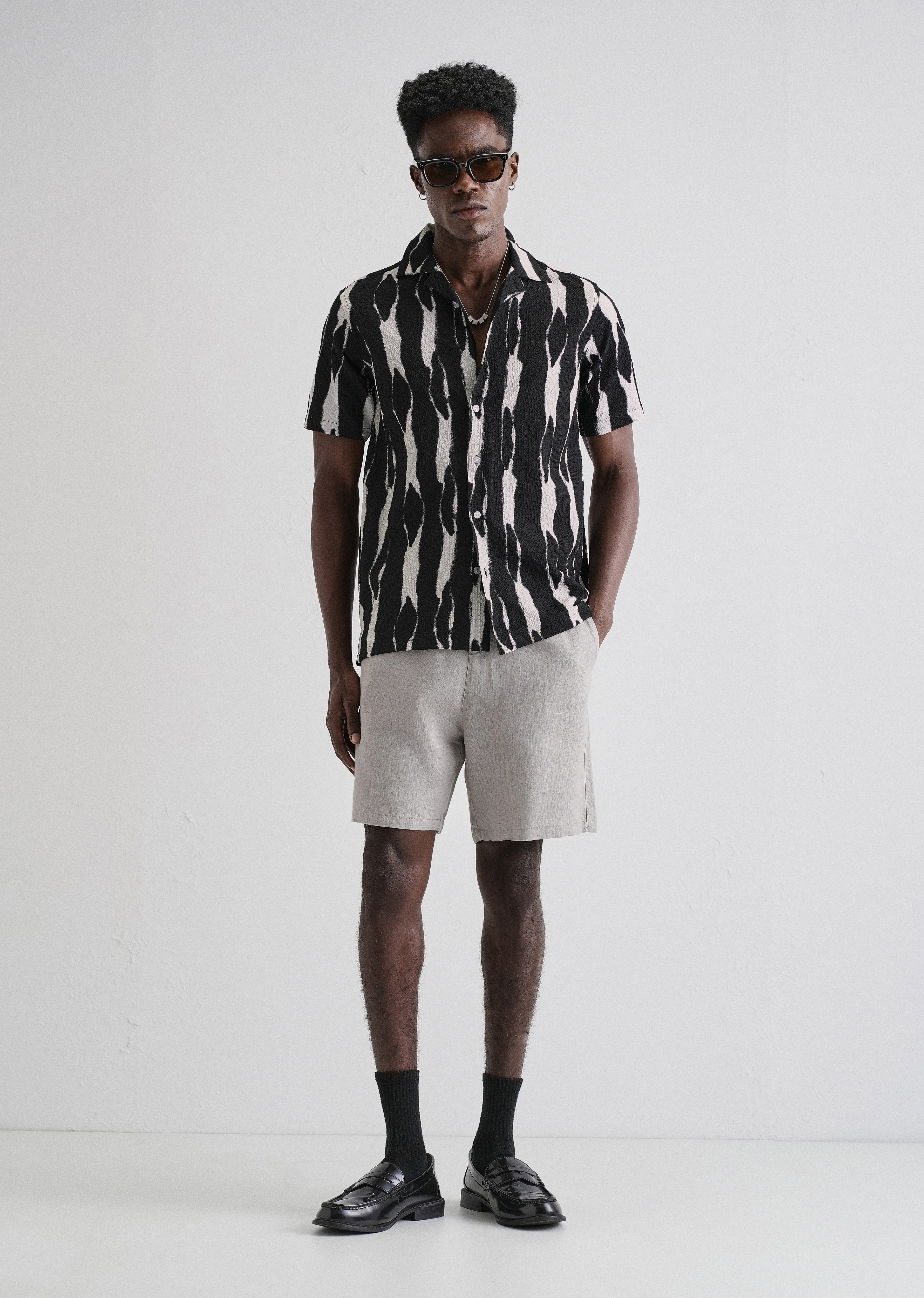 Streak Print Black Popcorn Shirt