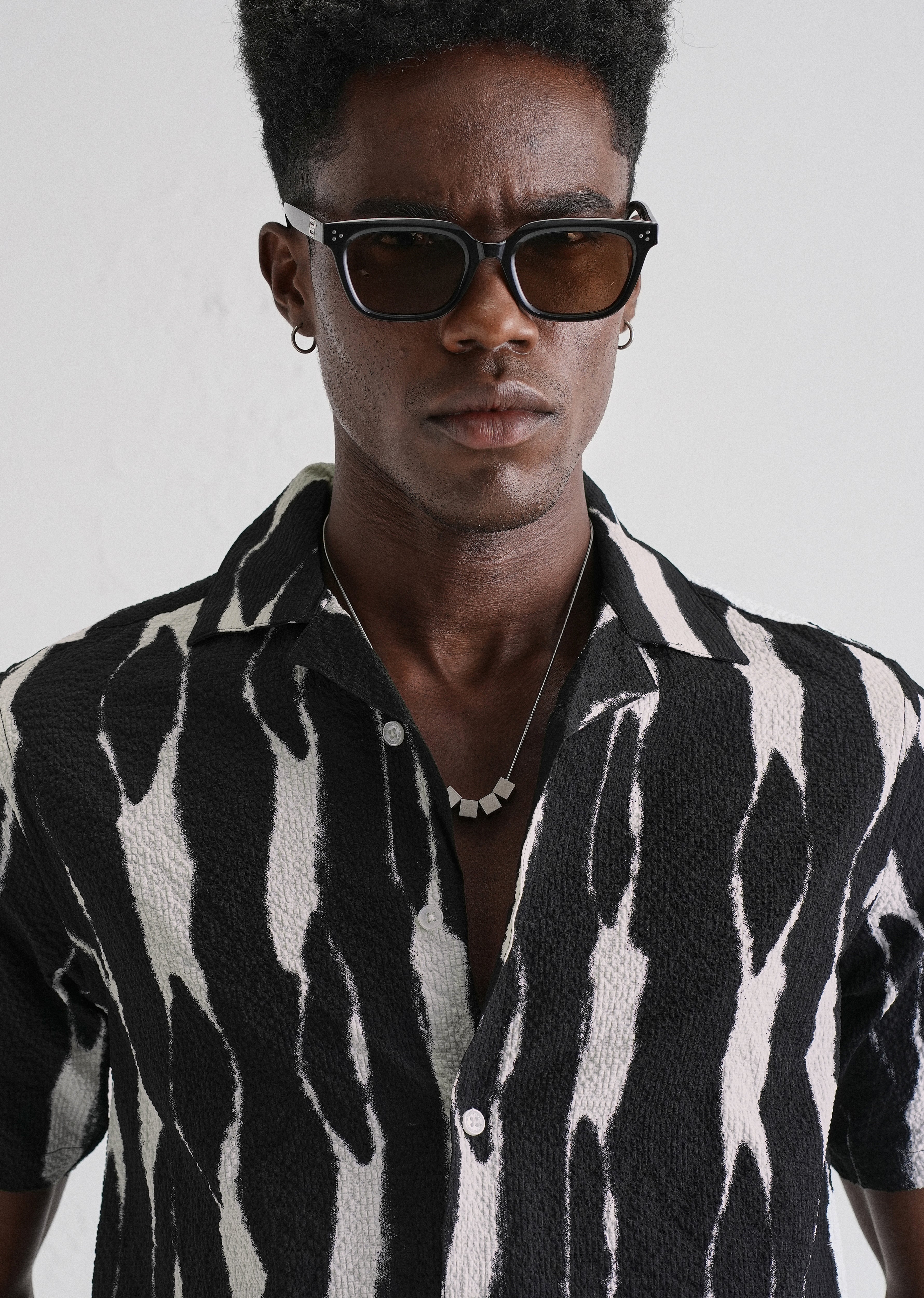 Streak Print Black Popcorn Shirt