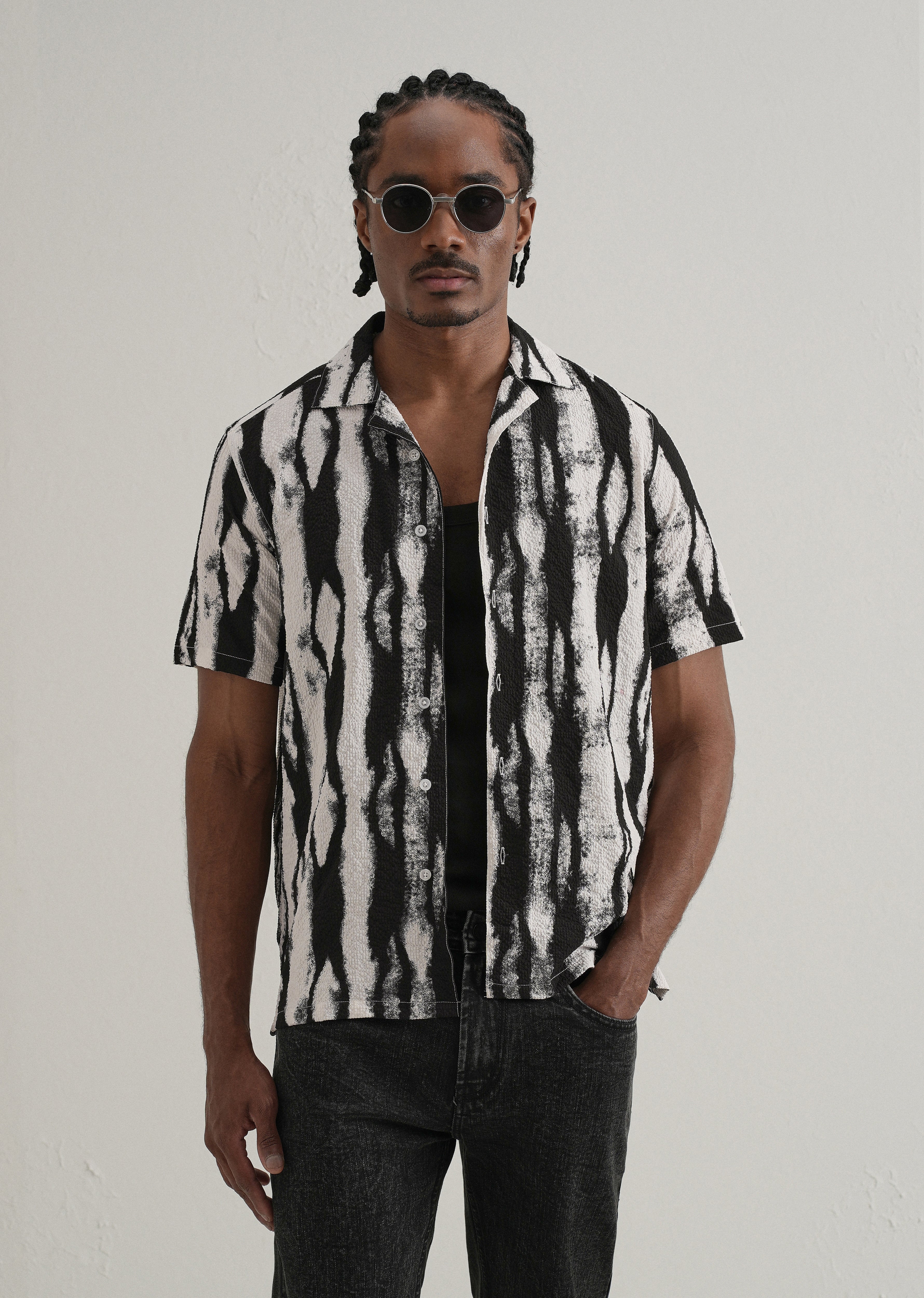 Streak Print Popcorn Shirt