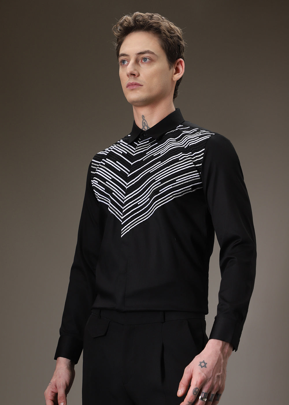 Strike Needle Work Black Shirt