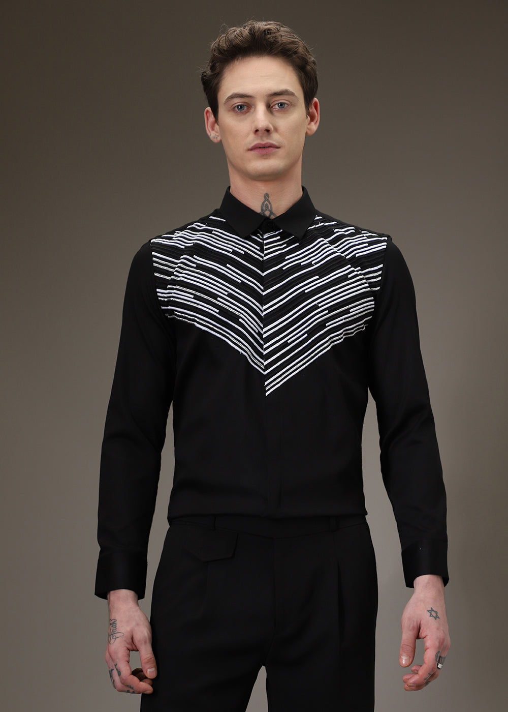 Strike Needle Work Black Shirt