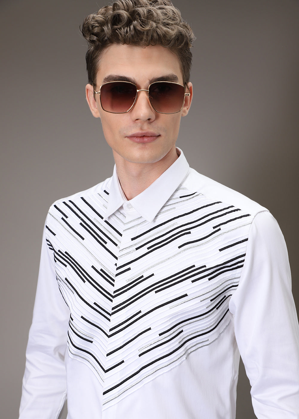 Strike Needle Work White Shirt