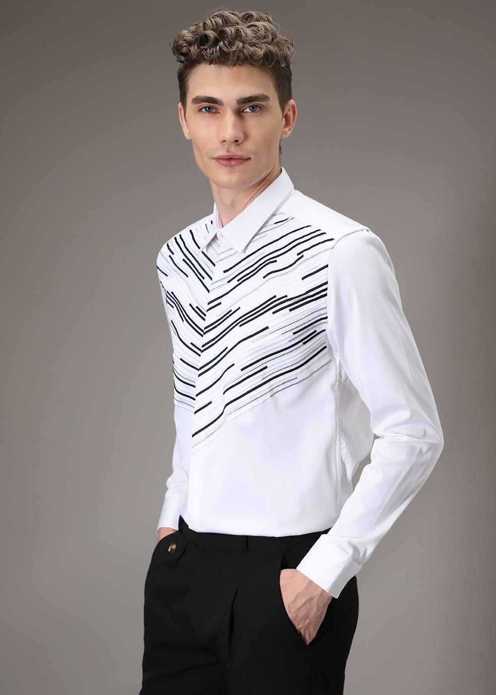 Strike Needle Work White Shirt
