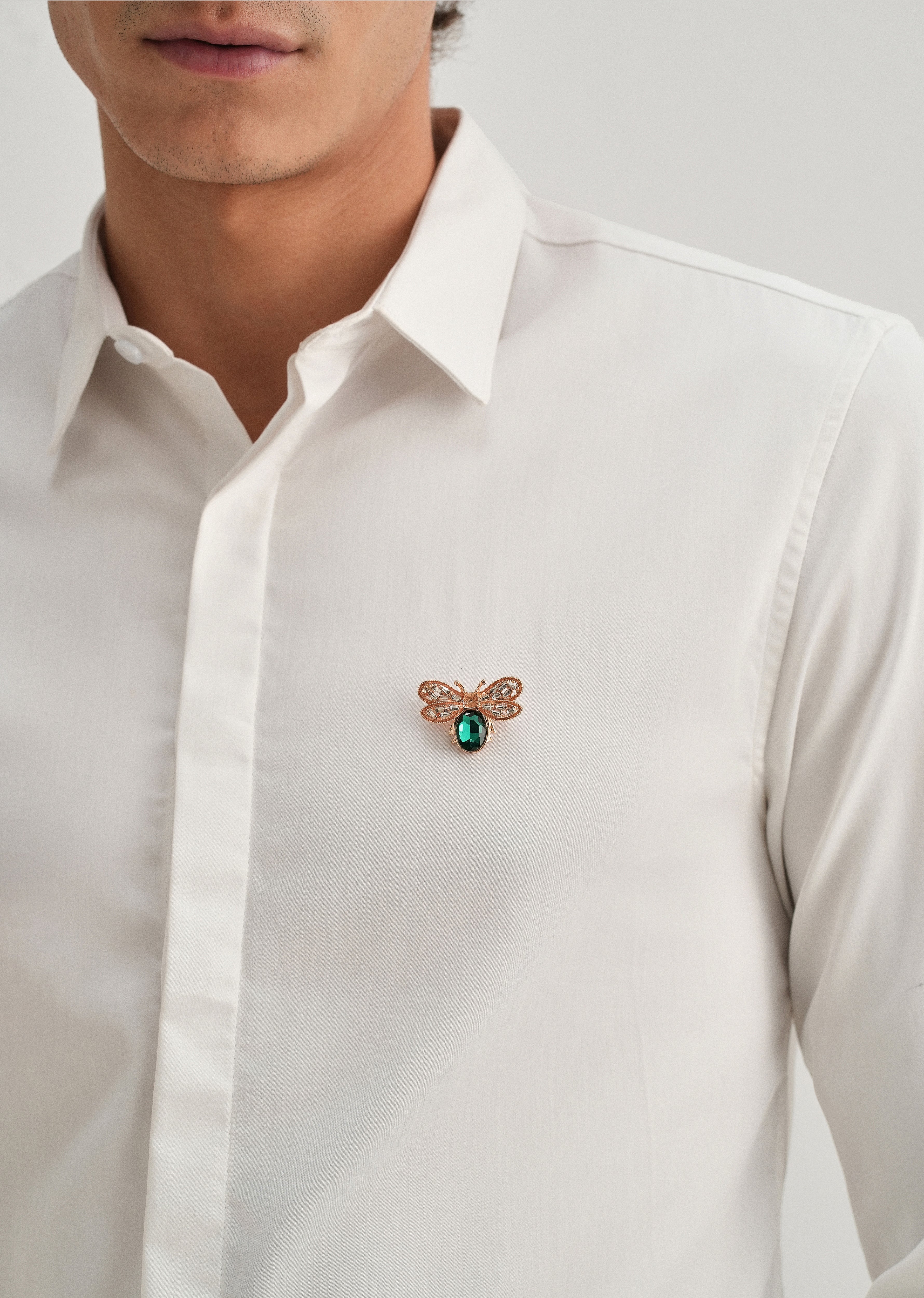 Stud Bee Embellished White Designer Shirt