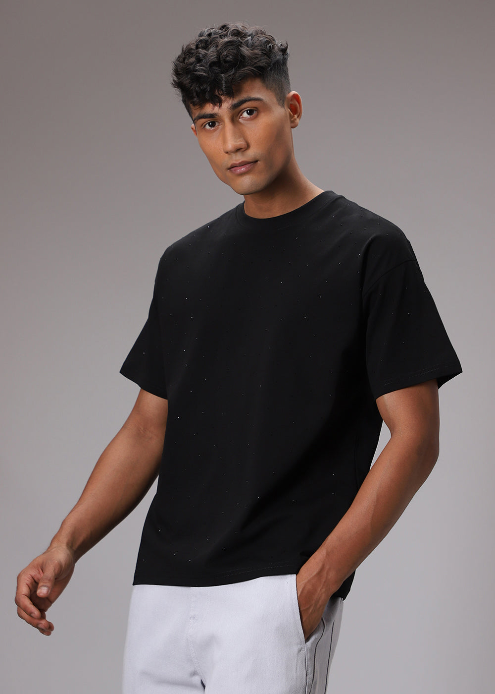 Stud Black Oversized T-Shirt