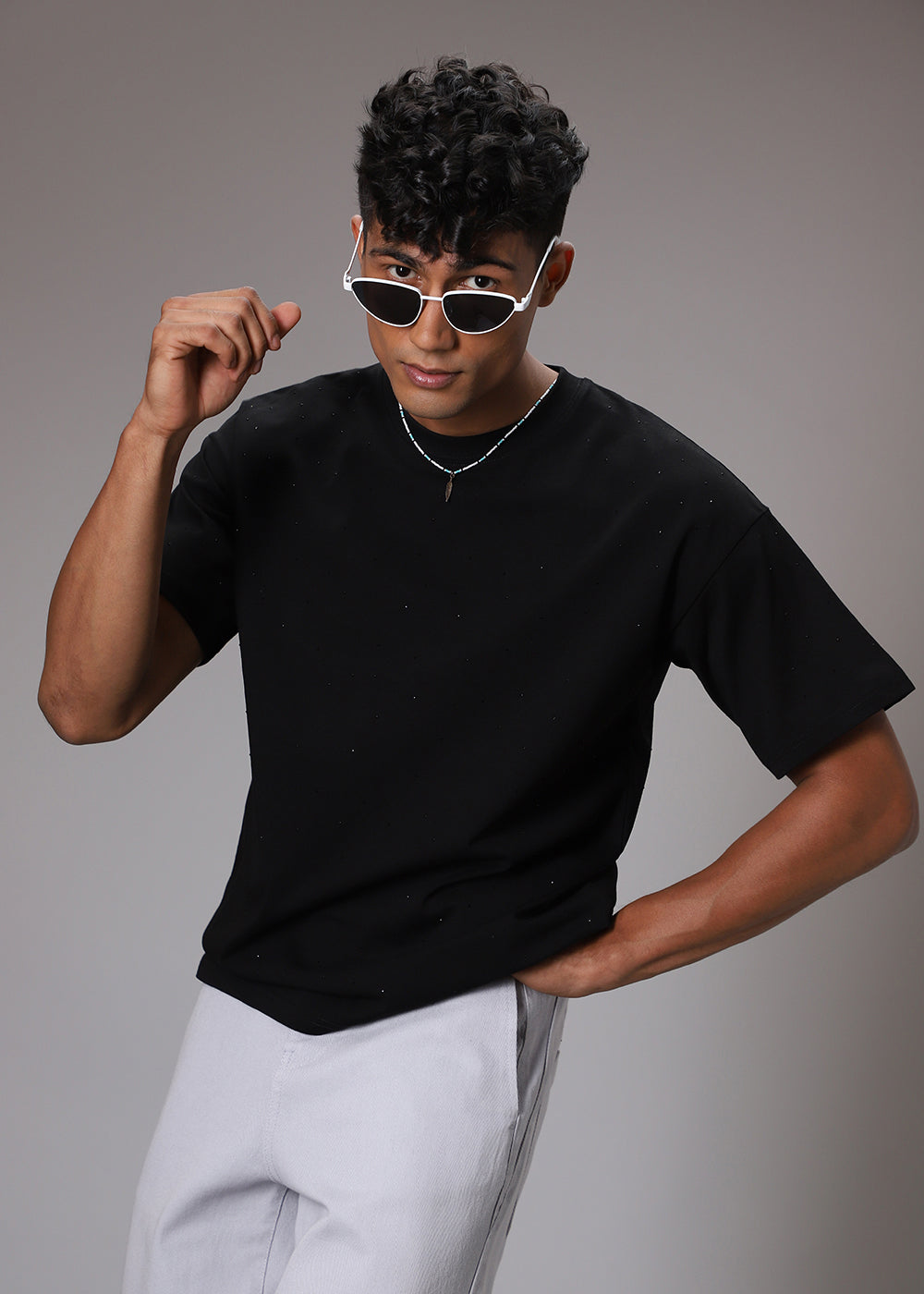 Stud Black Oversized T-Shirt