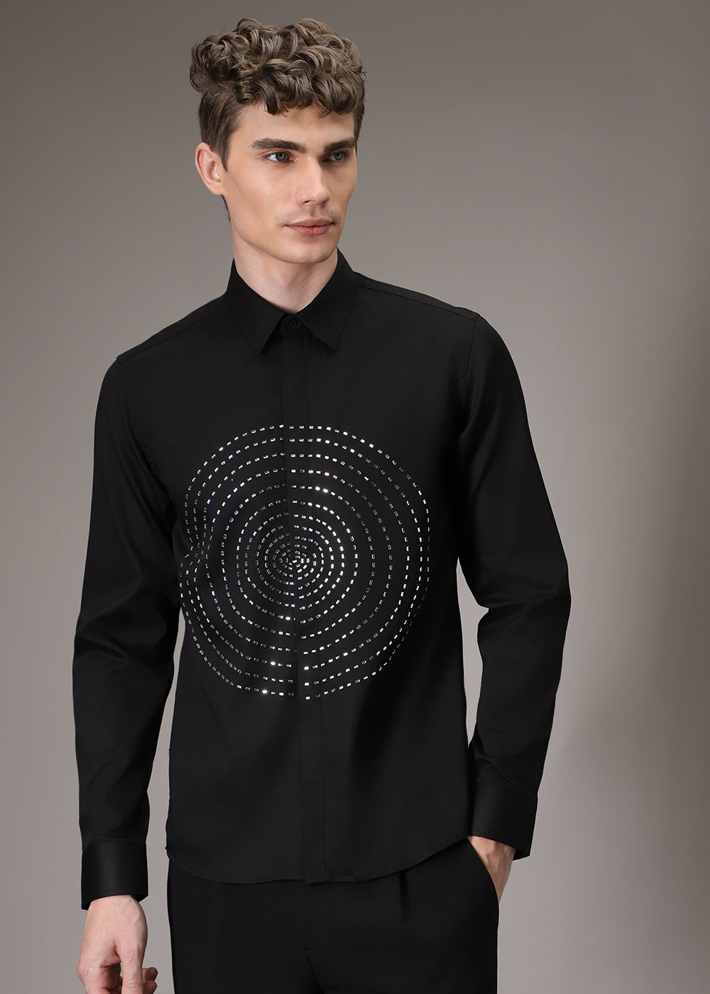 Stud Circle Eleganza Black Shirt