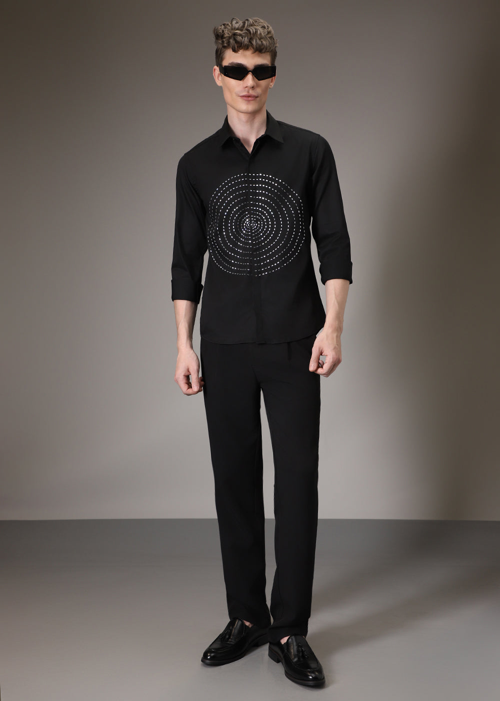 Stud Circle Eleganza Black Shirt