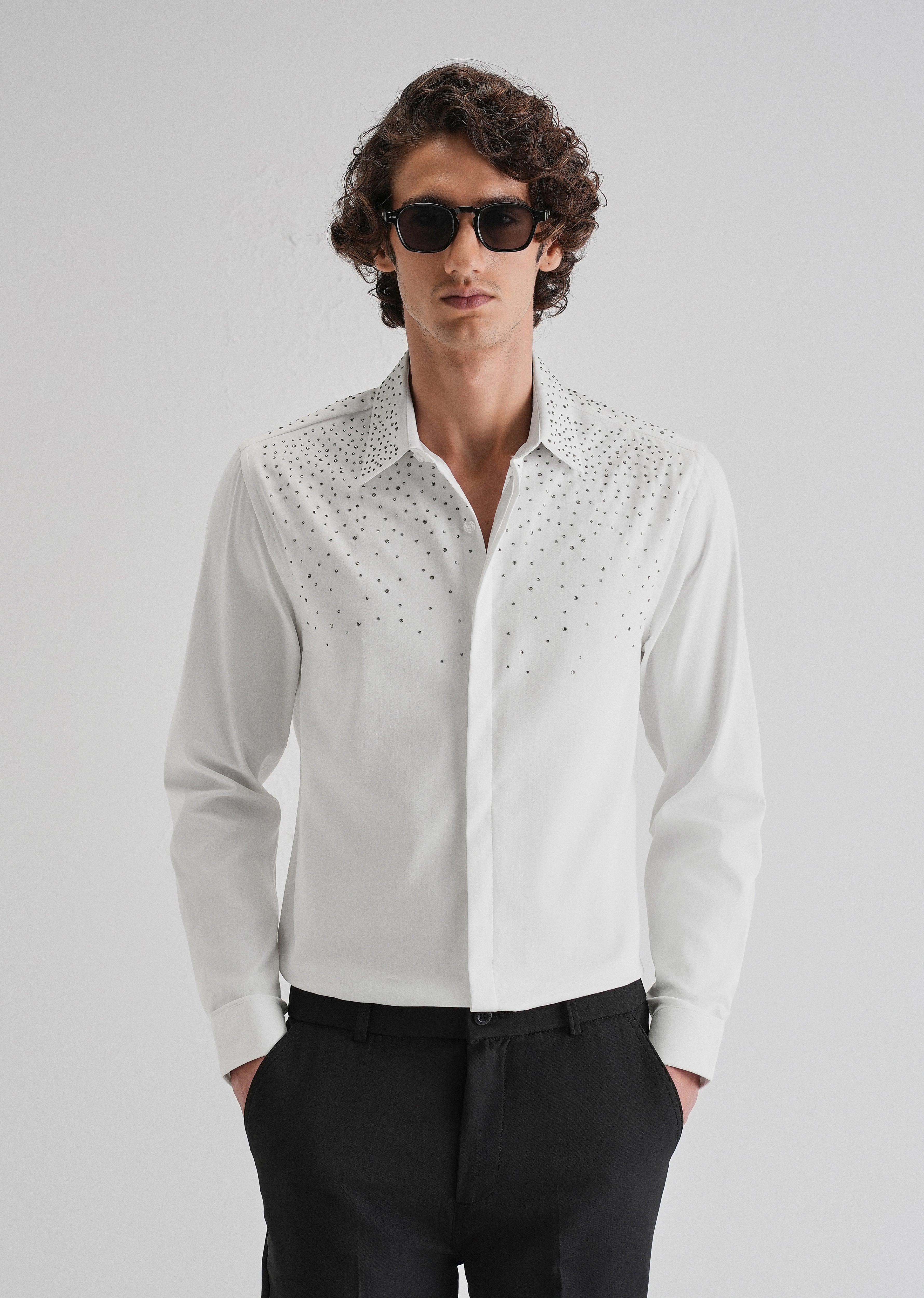 Stud White Designer Shirt