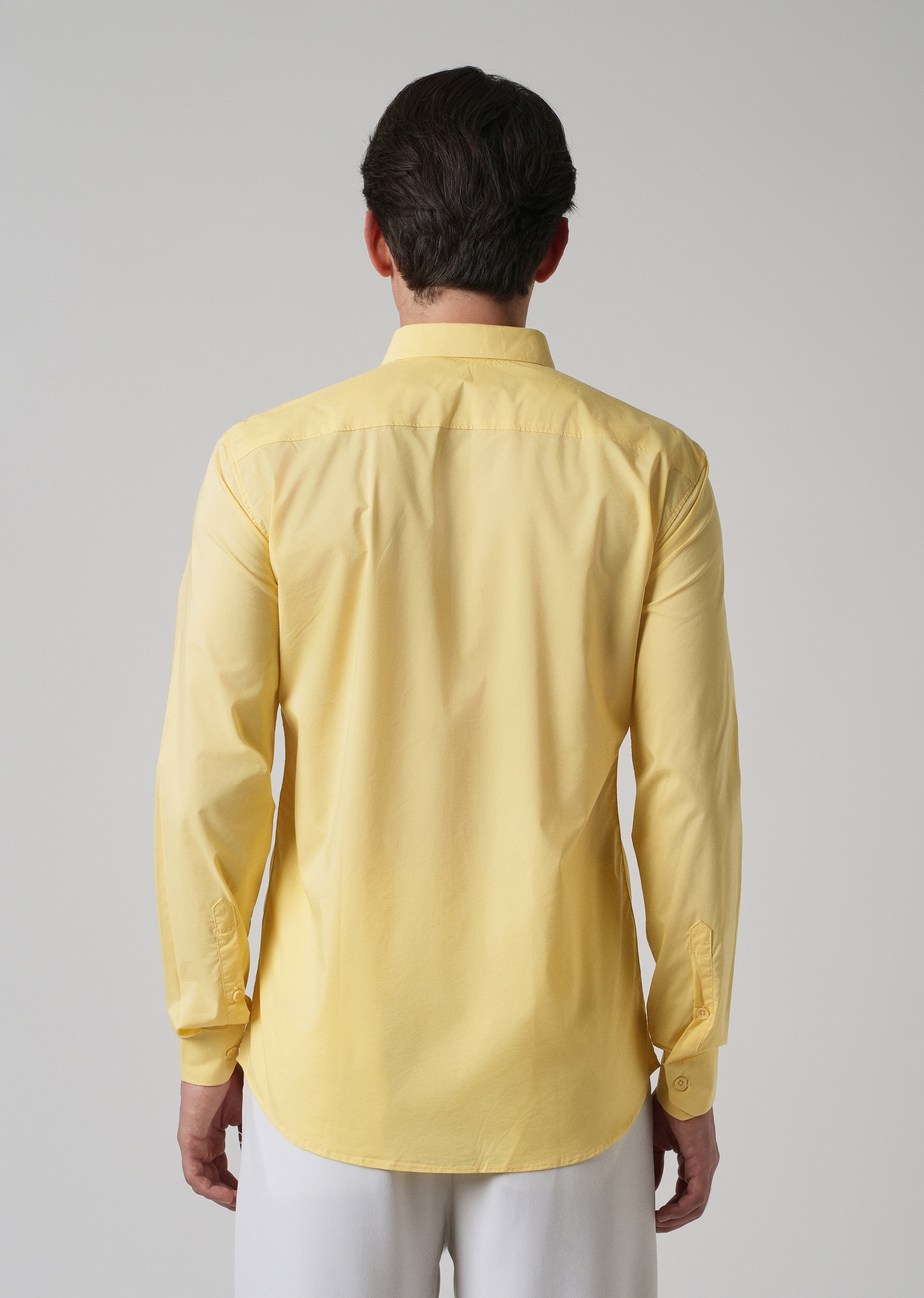 Sunlit Yellow Plain Blended Cotton Shirt