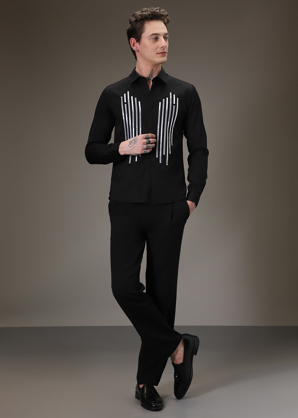 Symmetry Strip black shirt