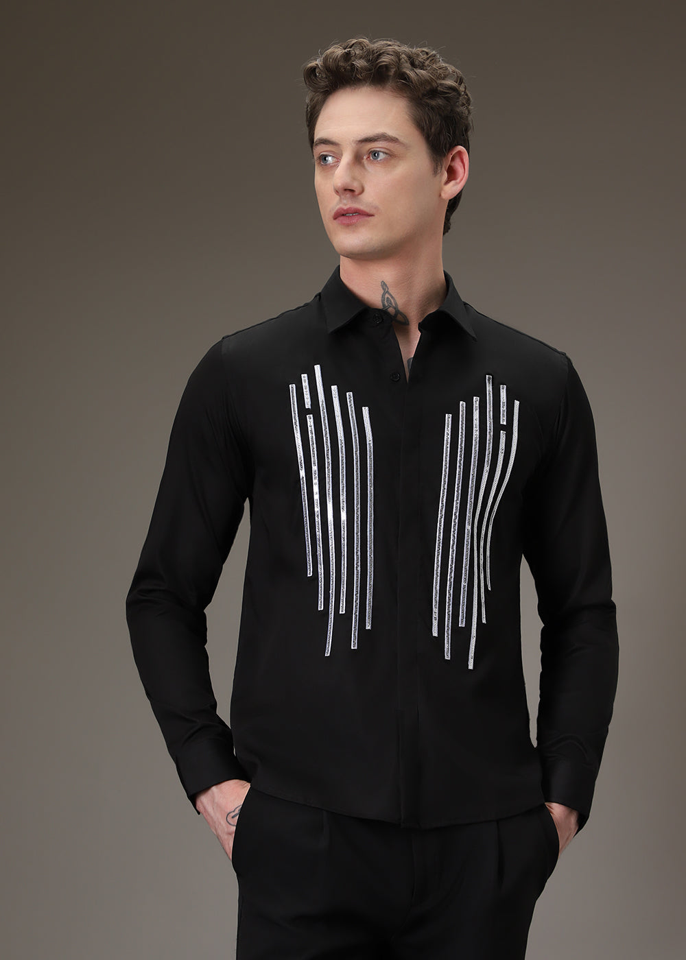 Symmetry Strip black shirt