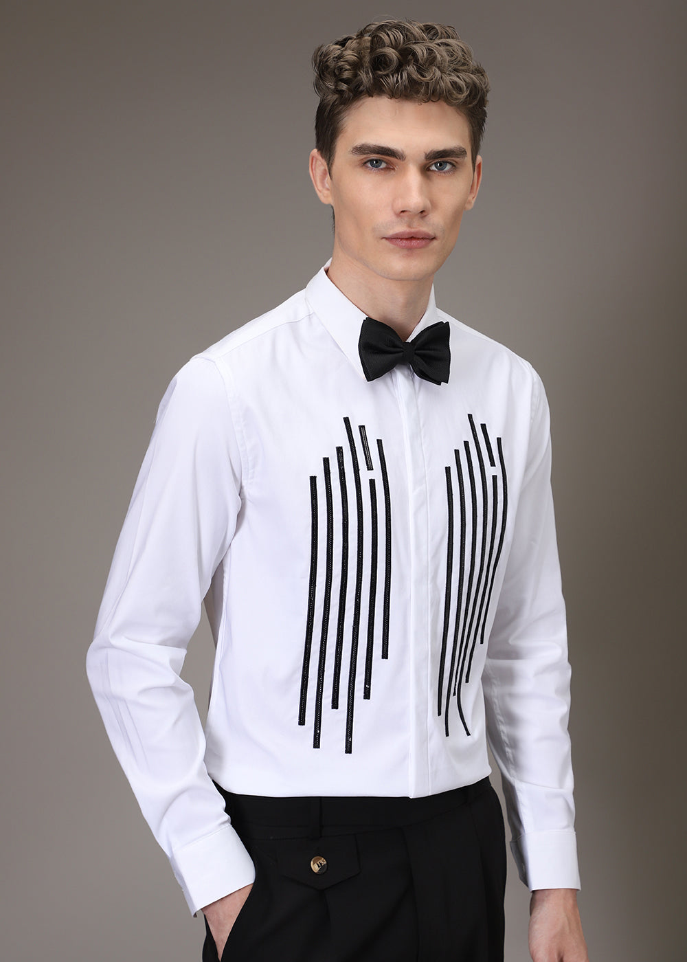 White Symmetry Striped Shirt