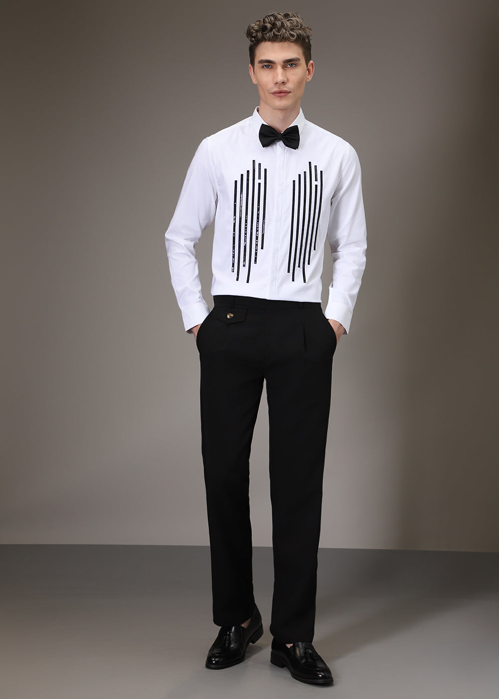 White Symmetry Striped Shirt