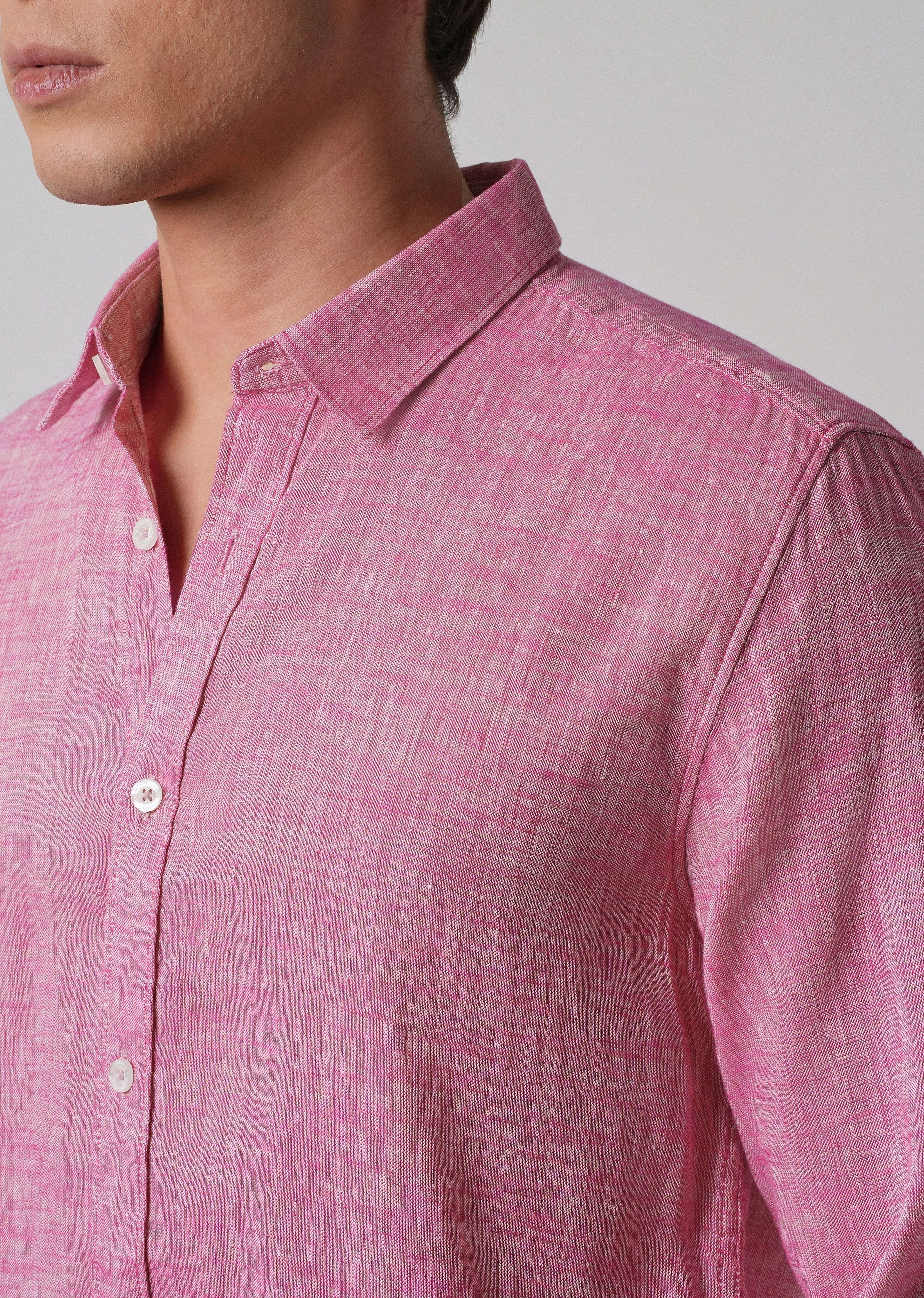 100% Pure Linen Taffy Pink Shirt