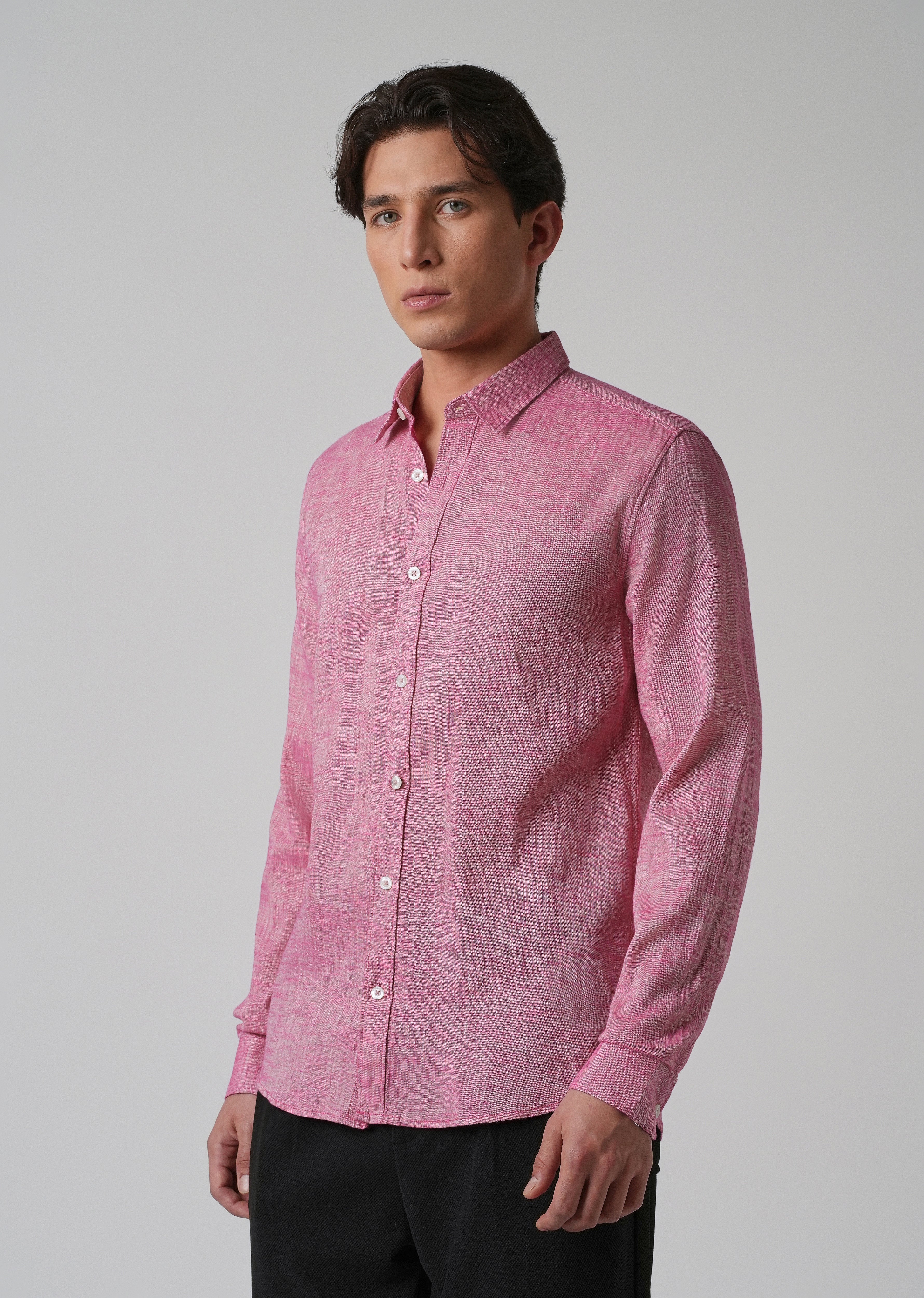 100% Pure Linen Taffy Pink Shirt