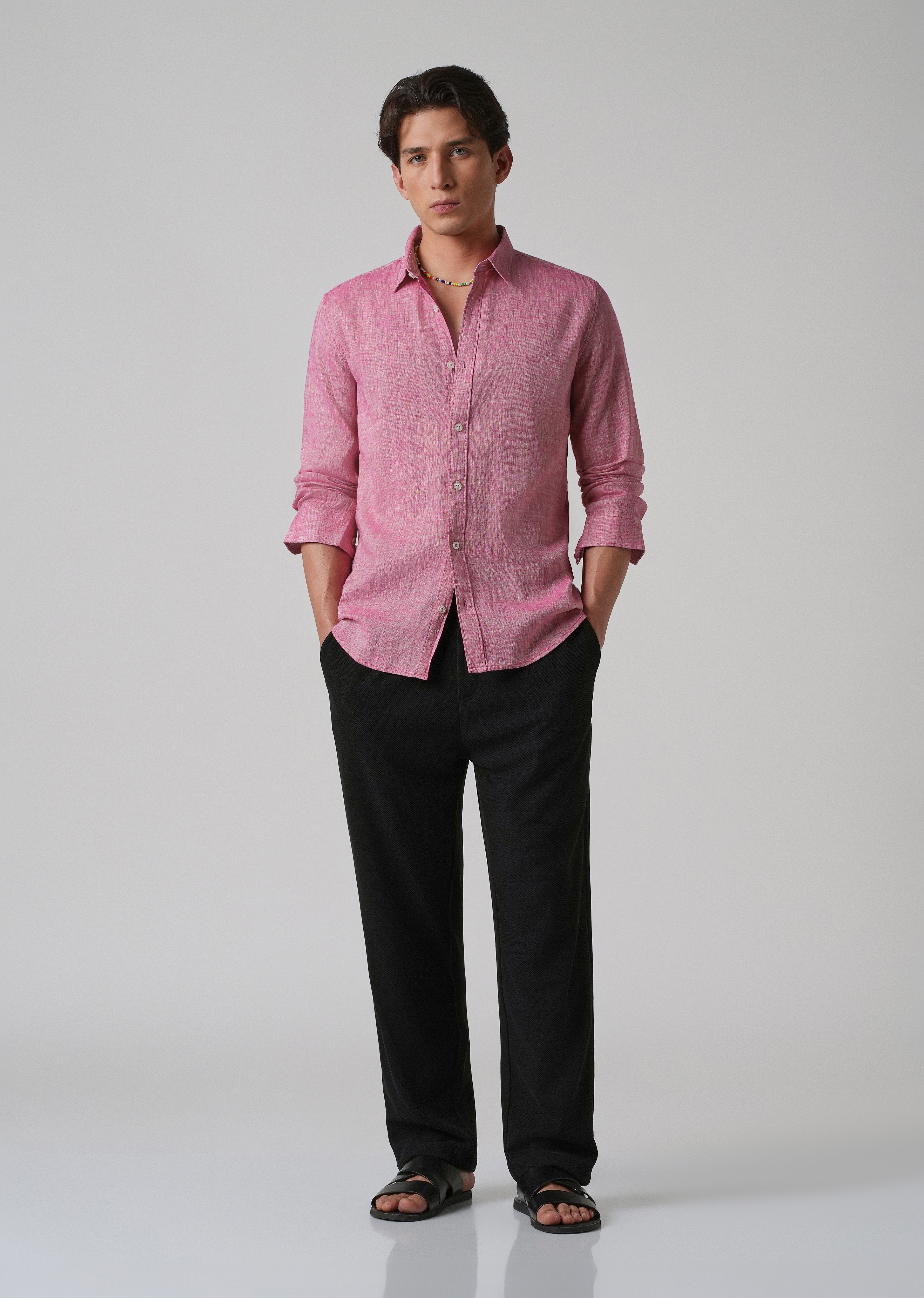 100% Pure Linen Taffy Pink Shirt