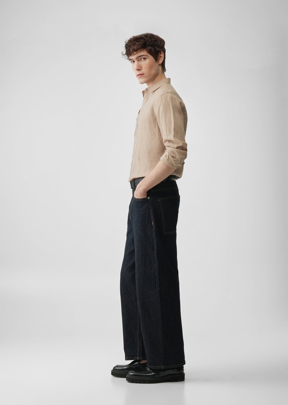 Tan 100% Pure Linen Shirt