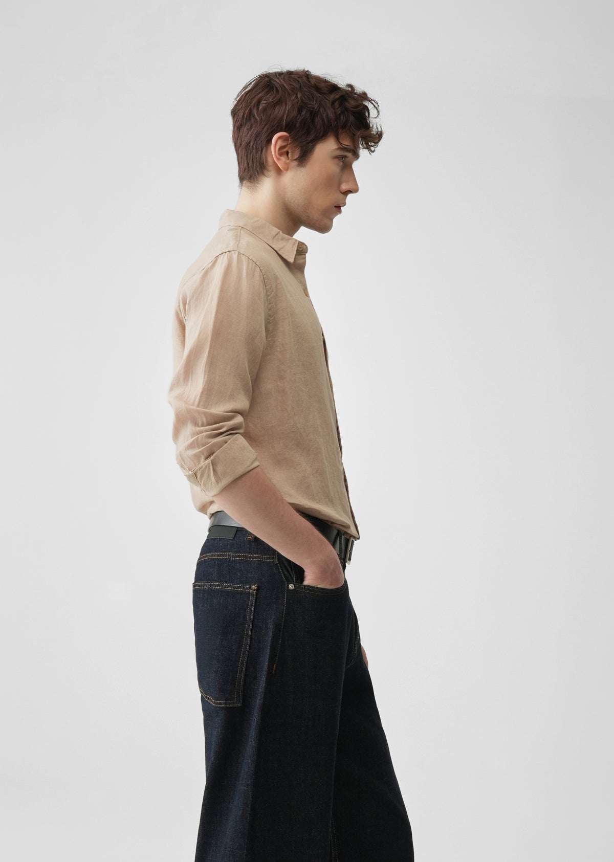 Tan 100% Pure Linen Shirt