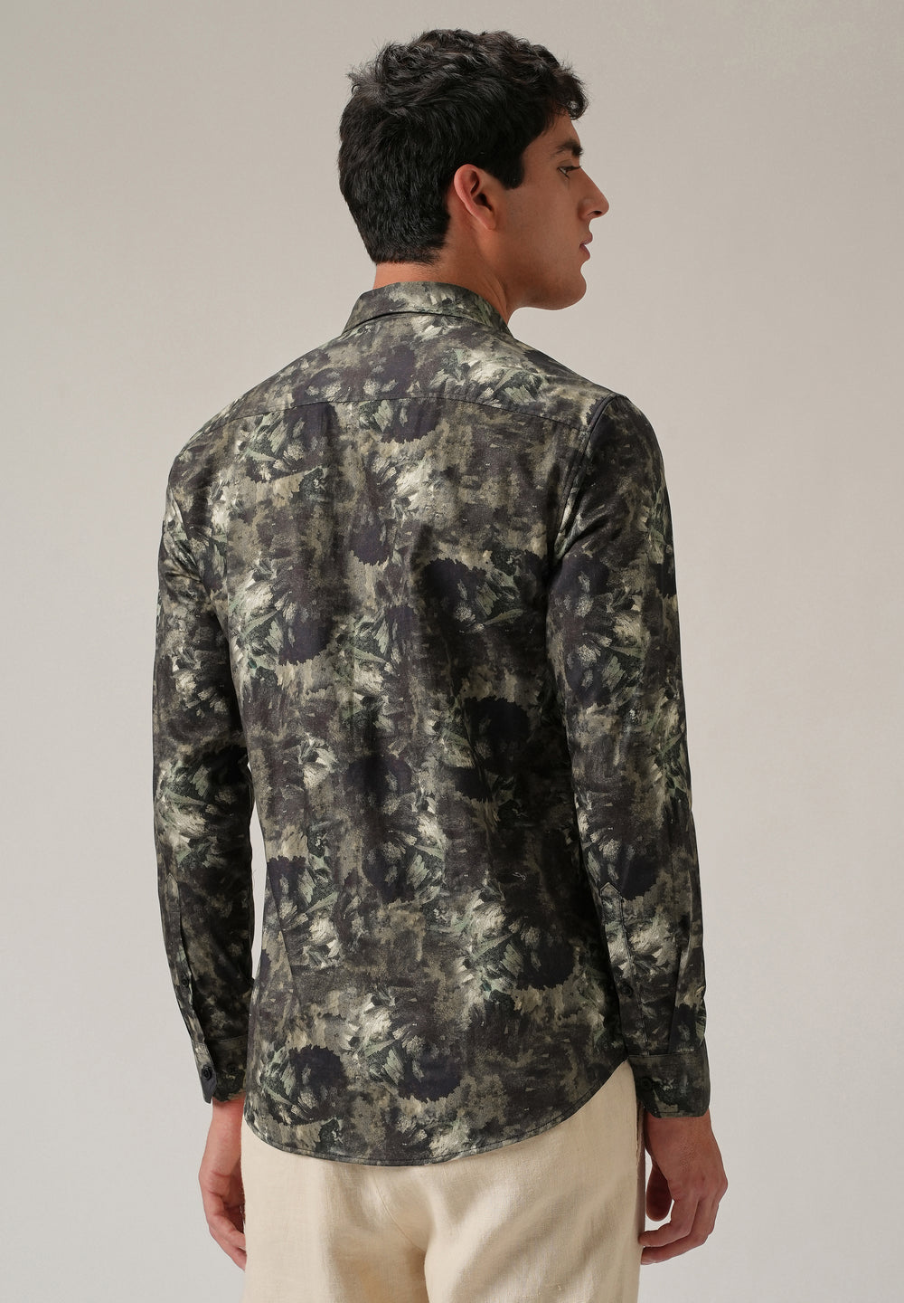 Tan Abstract Brush Print Shirt