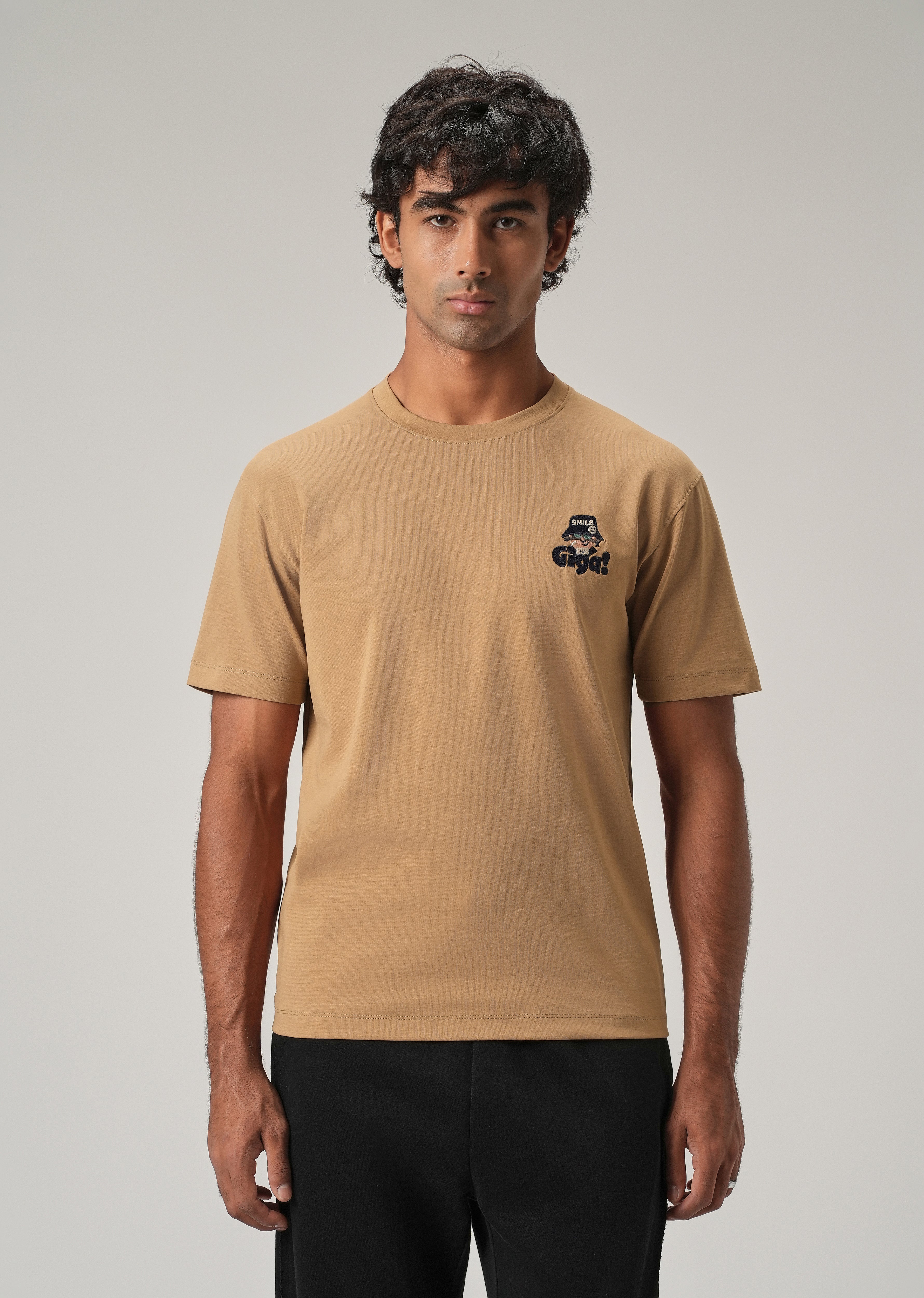 Tan Back Print Slim Fit T-Shirt