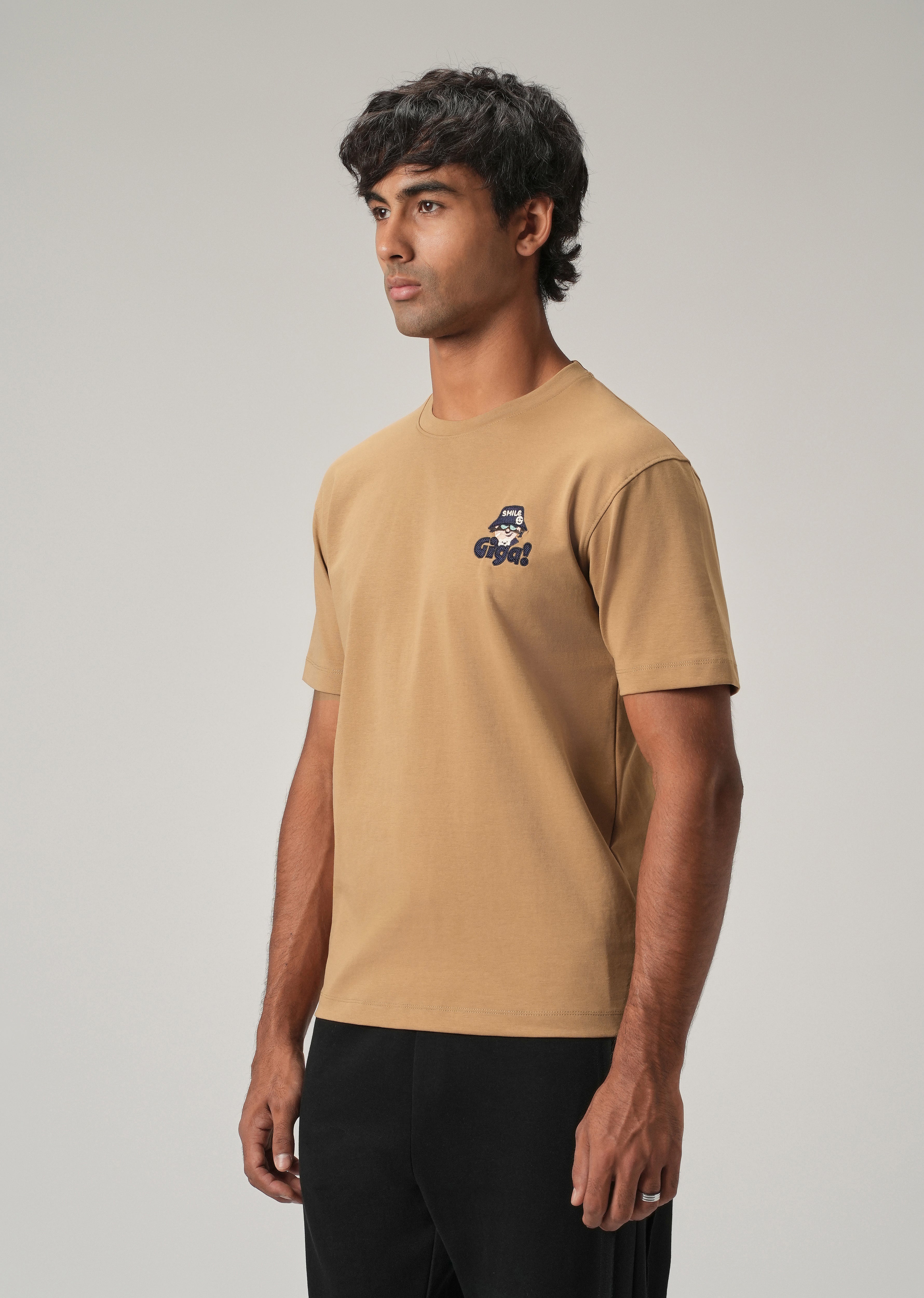 Tan Back Print Slim Fit T-Shirt